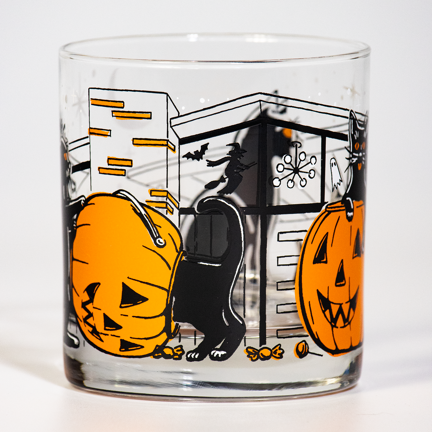 Cute Halloween kittens glass