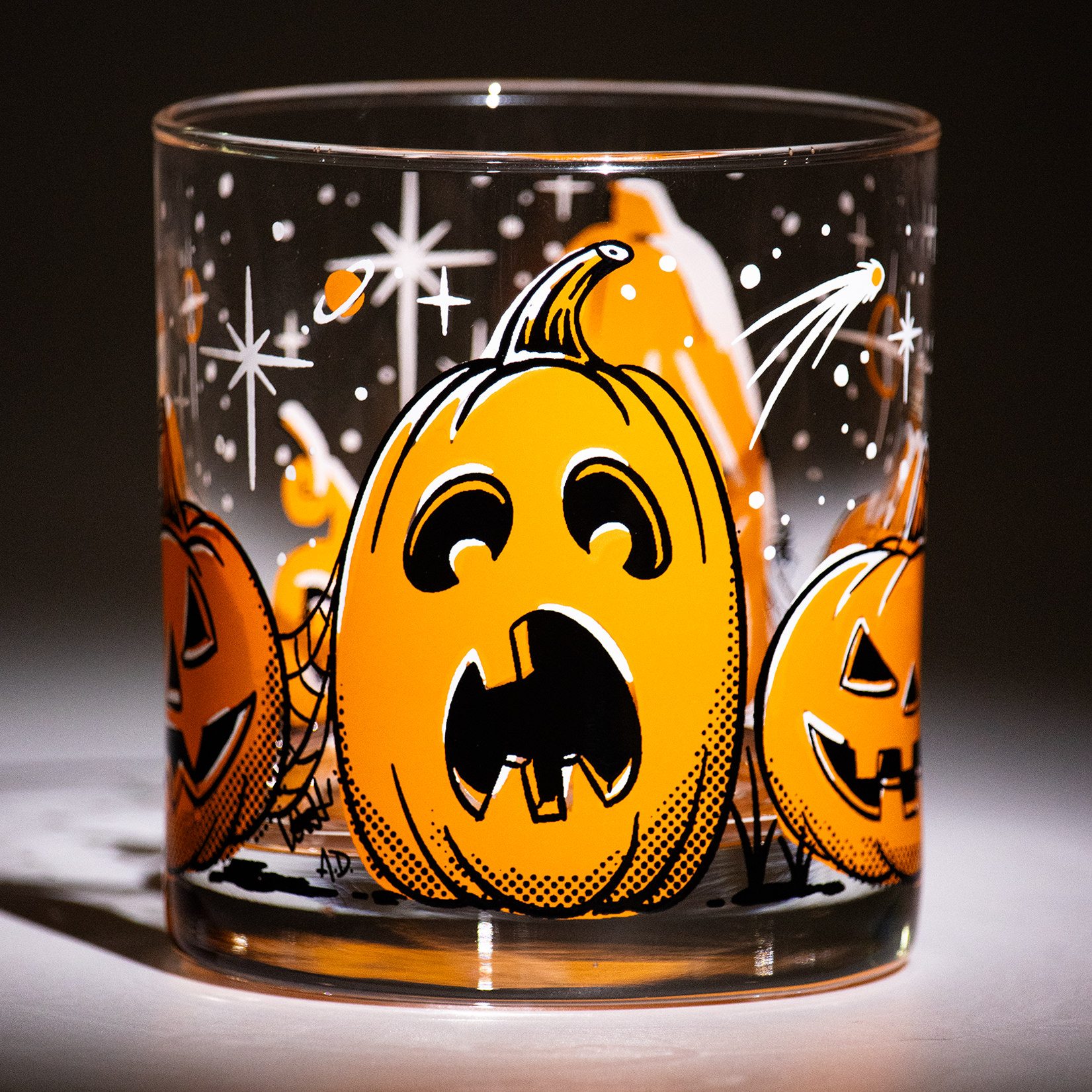 Retro Pumpkin Starburst MCM Halloween Drinkware
