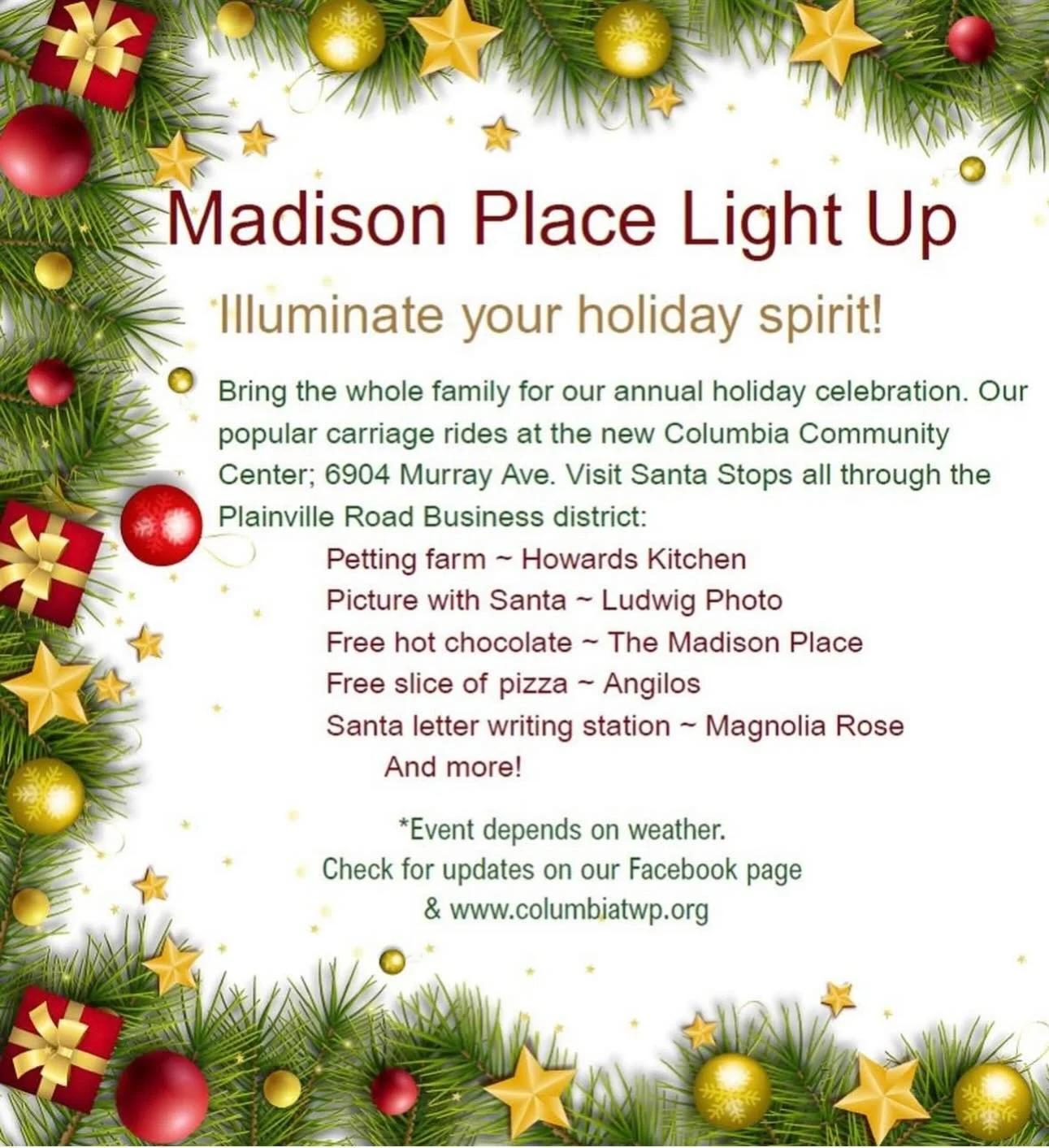 ✨HAPPENING TONIGHT!!!✨

For those who don&rsquo;t know, The Madison Place is located in the neighborhood of: Madison Place, in the magical jurisdiction of Columbia Township! 

The township puts on so many fun festivities throughout the year, ending w