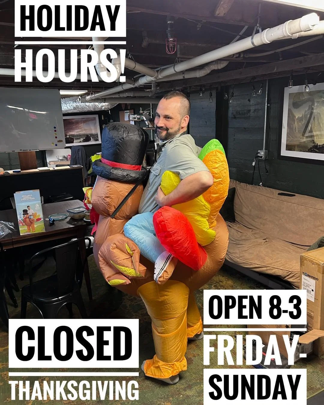 🦃 HOURS THIS WEEK! 🦃

THURSDAY - CLOSED 
FRIDAY - 8-3
SATURDAY - 8-3
SUNDAY - 8-3

☕️ don&rsquo;t forget! On Black Friday we&rsquo;ll start our Holiday Drink Specials! 🤩🙌🏼 ☕️