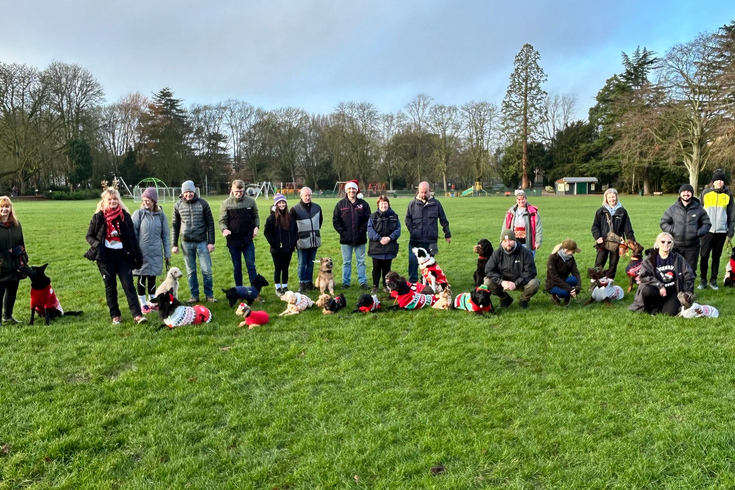 Christmas Jumper Pack Walk with 19 dogs, Melton Mowbray