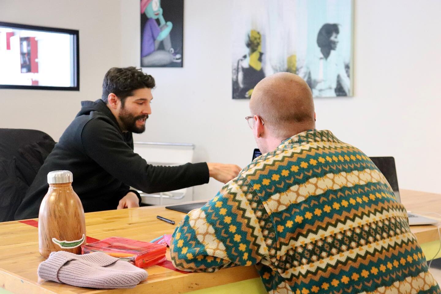 Joseph mentoring Charlie in an illustration Creative Accelerator Program at madelife today! 💥