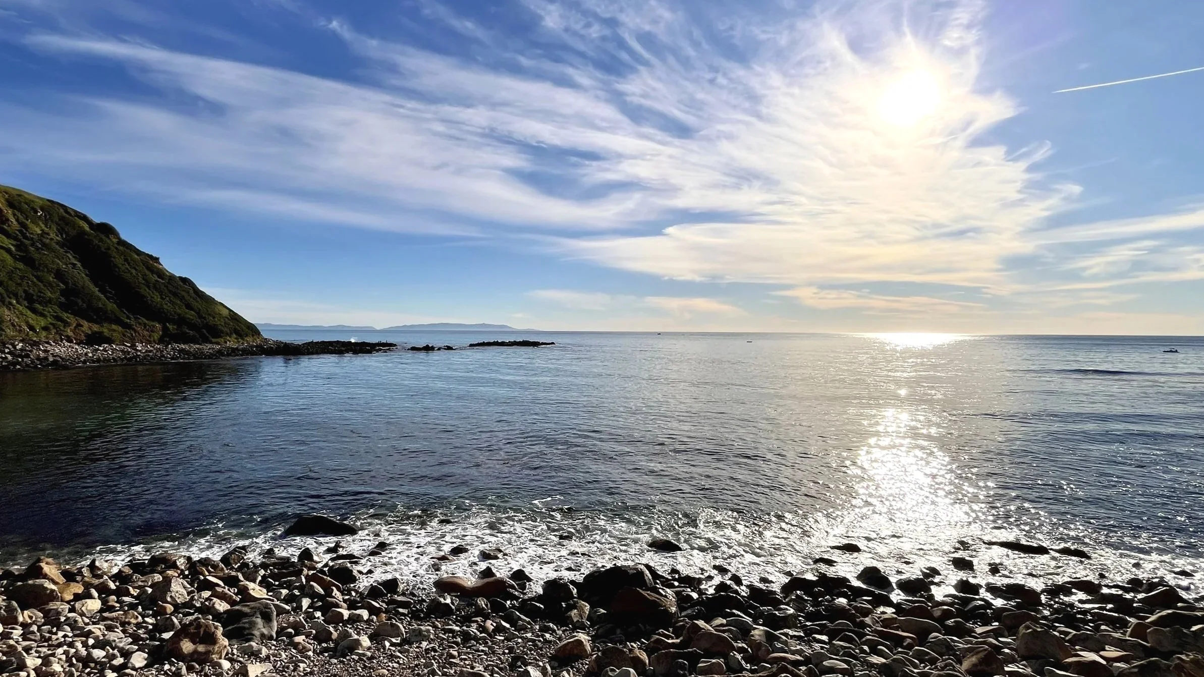 Rocky shore sunset of Christmas Tree Cove, Palos Verdes