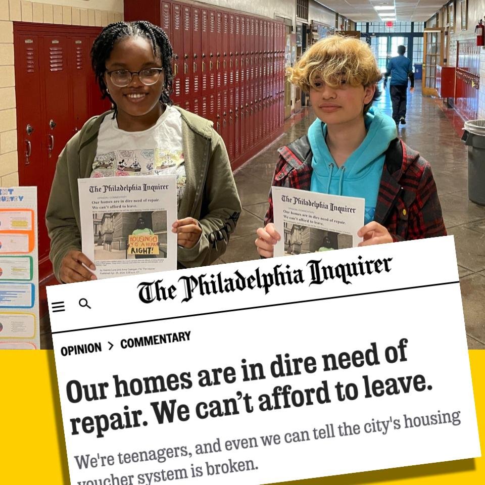 An excellent read from high school students Anna &amp; Bec in their op-ed for the Philadelphia Inquirer about the cost of rent and repairs, and the inadequacy of housing vouchers to meet the need. #YouthVoice

https://www.inquirer.com/opinion/comment