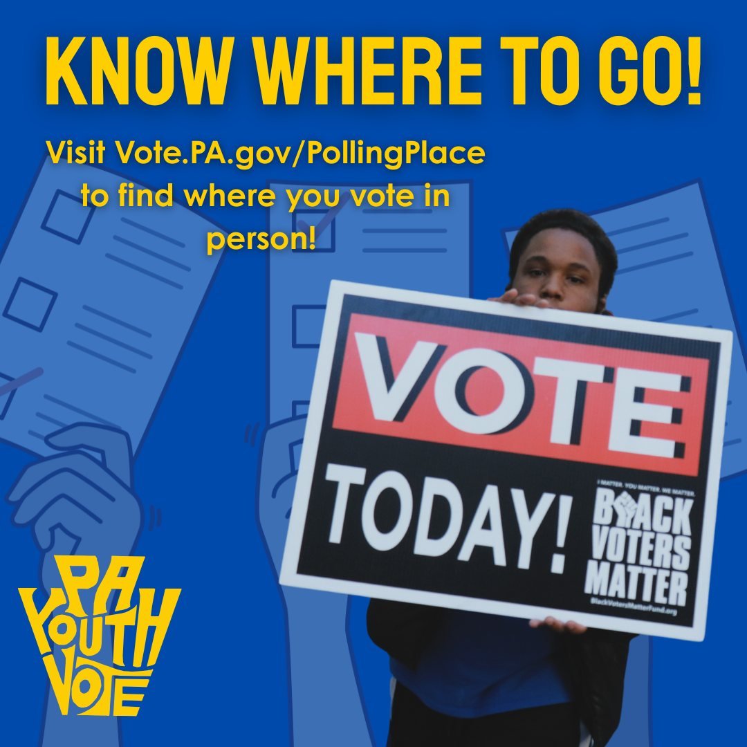 🔈8 hours left to vote in person or drop off your mail-in ballot!🗳 Visit Vote.PA.gov/PollingPlace to find where you vote in person!