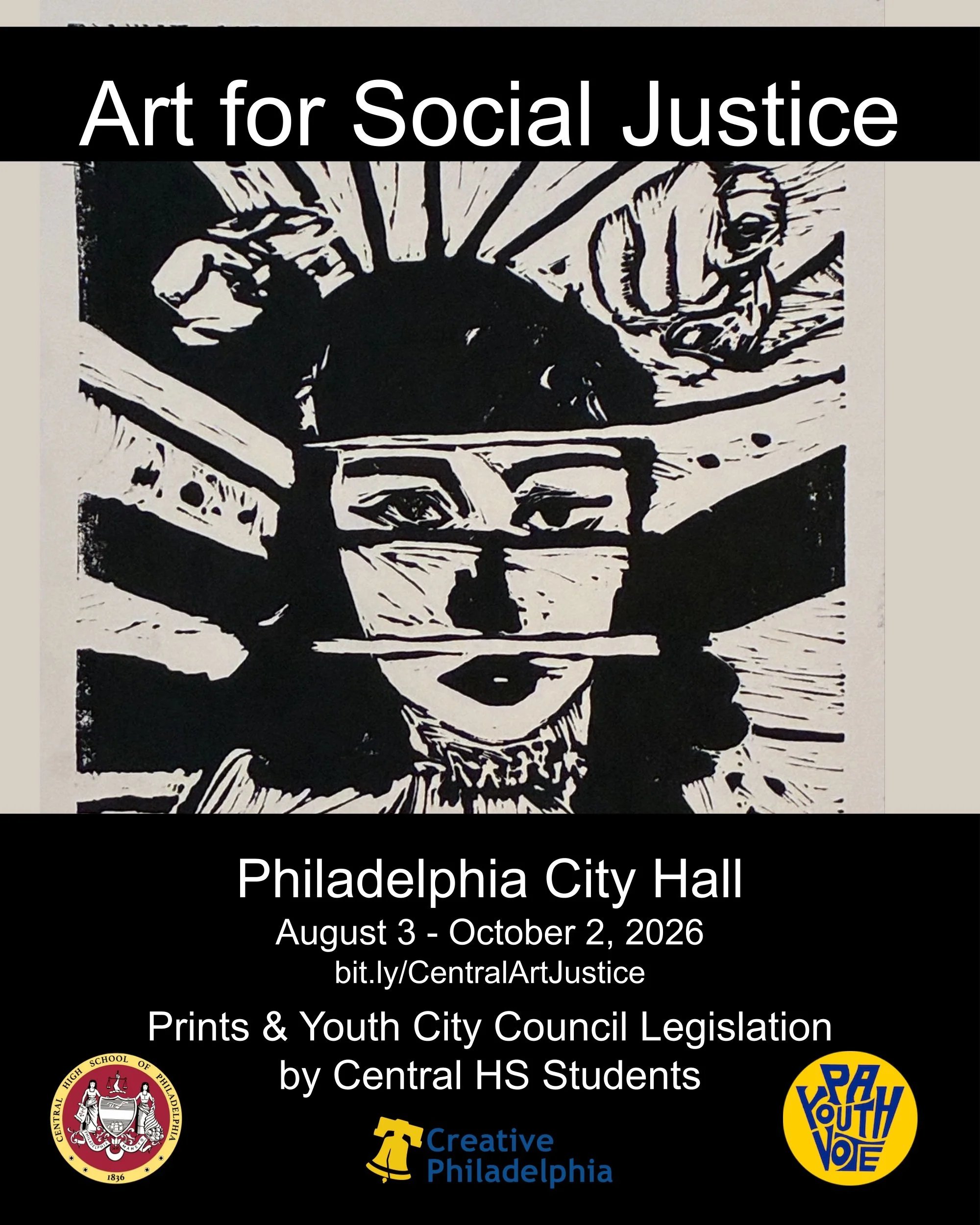 Visit the "Art for Social Justice" exhibit at Philly City Hall or online at bit.ly/CentralArtJustice.

Join us at the National Arts in Education Week Exhibit Reception at City Hall
Conversation Hall, Room 201
Monday, September 14, 4:30 &nda