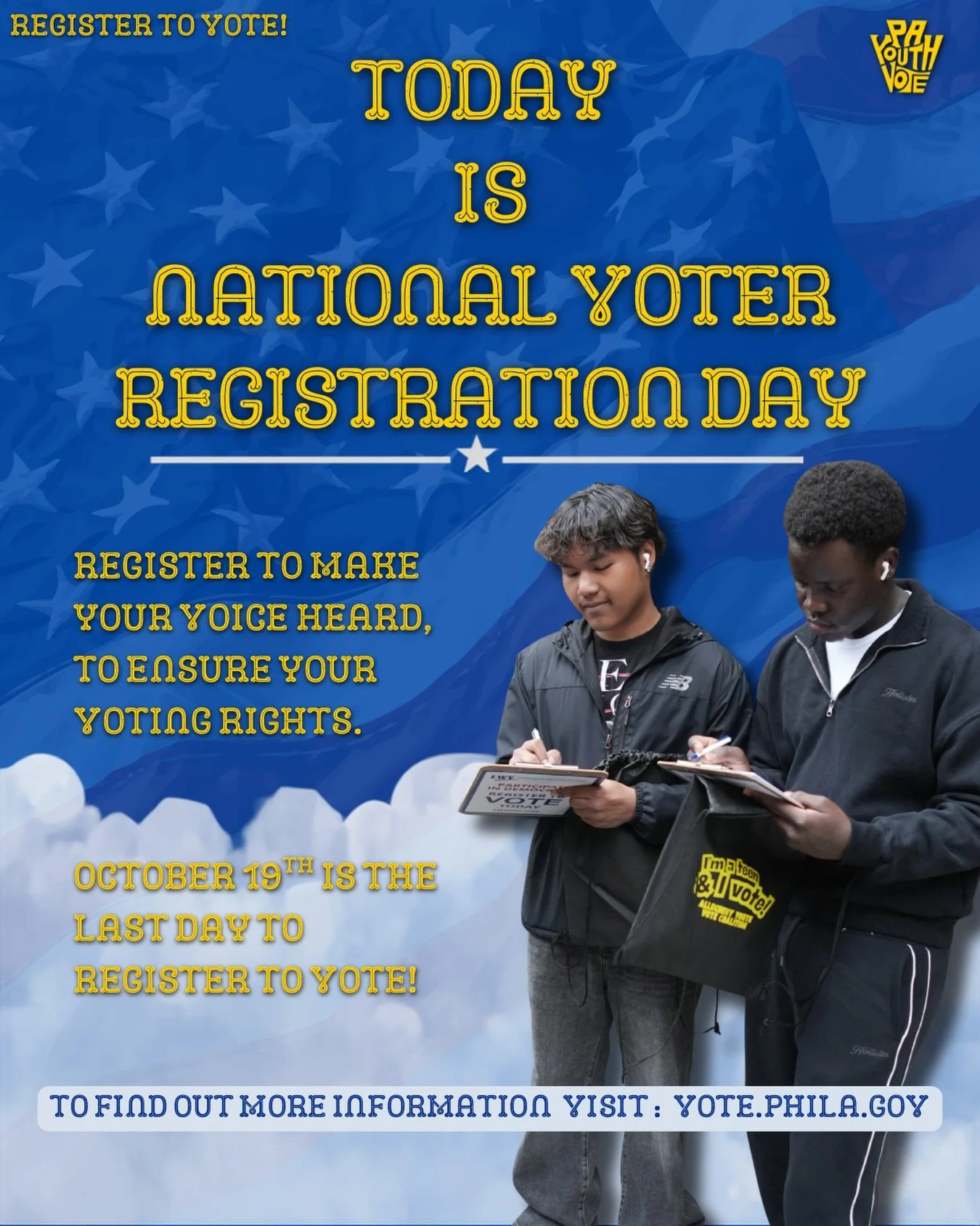 🗳️✨ Today is National Voter Registration Day!

Your voice matters, and registering to vote is the first step toward making sure that voice is heard. If you&rsquo;re eligible to vote, take a moment today to register and make a plan to participate in 
