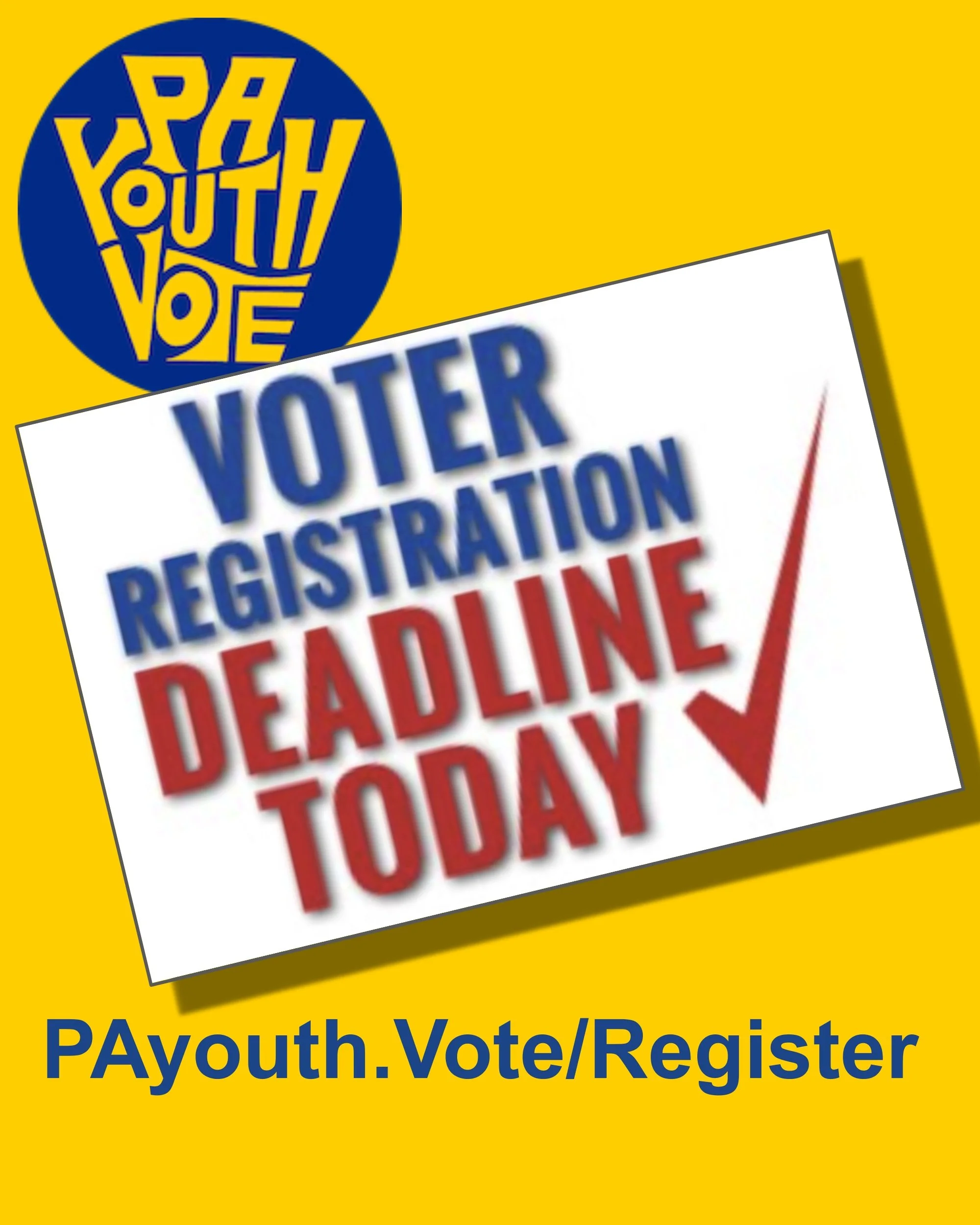 TODAY is the last day to register to vote, or update your registration in PA--don't miss your chance to vote on November 3rd!

Already registered? CHECK YOUR VOTER REGISTRATION STATUS: Vote.PA.gov/Status
It should say "ACTIVE."
Check that a