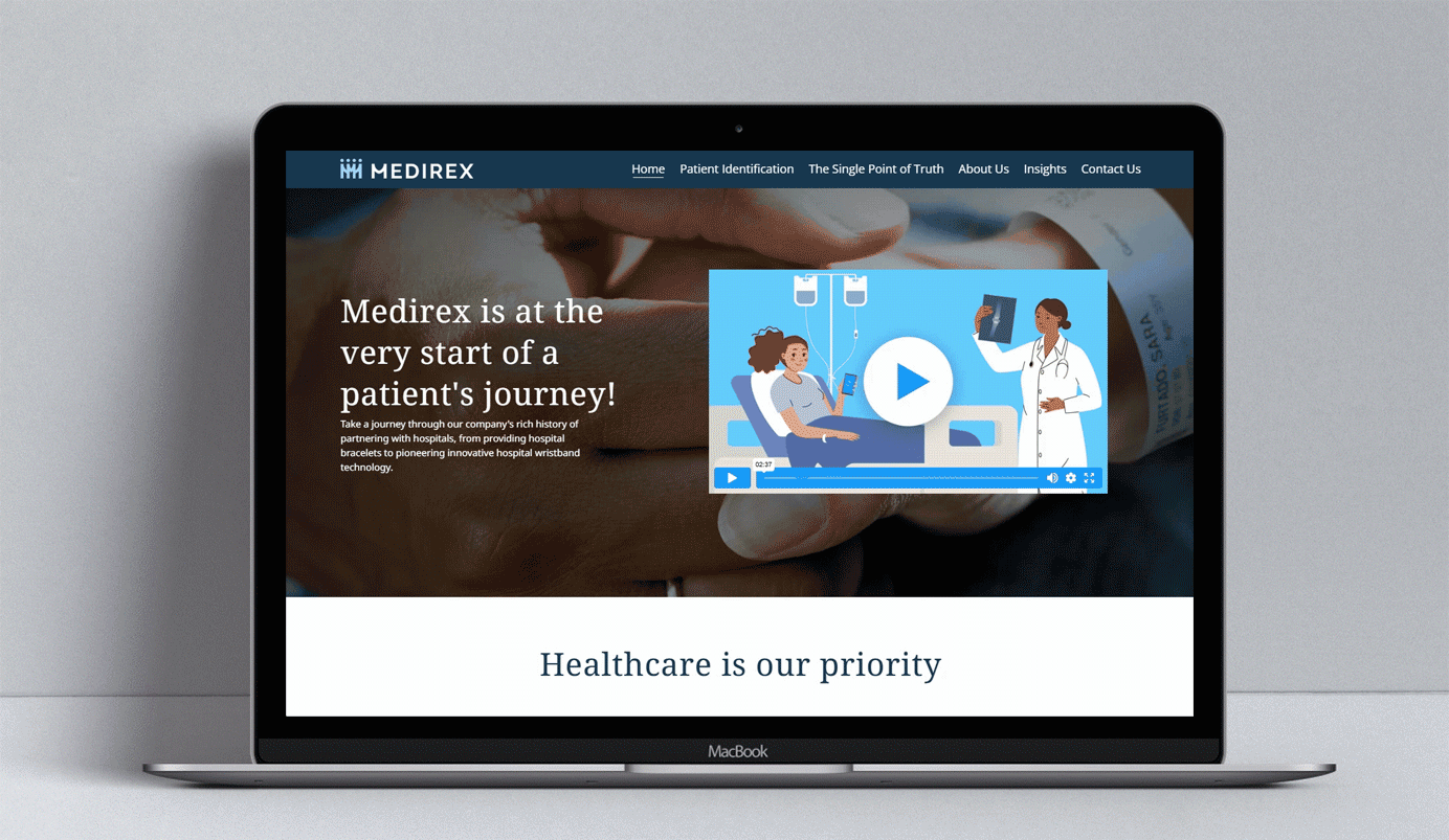 Medirex website homepage animation