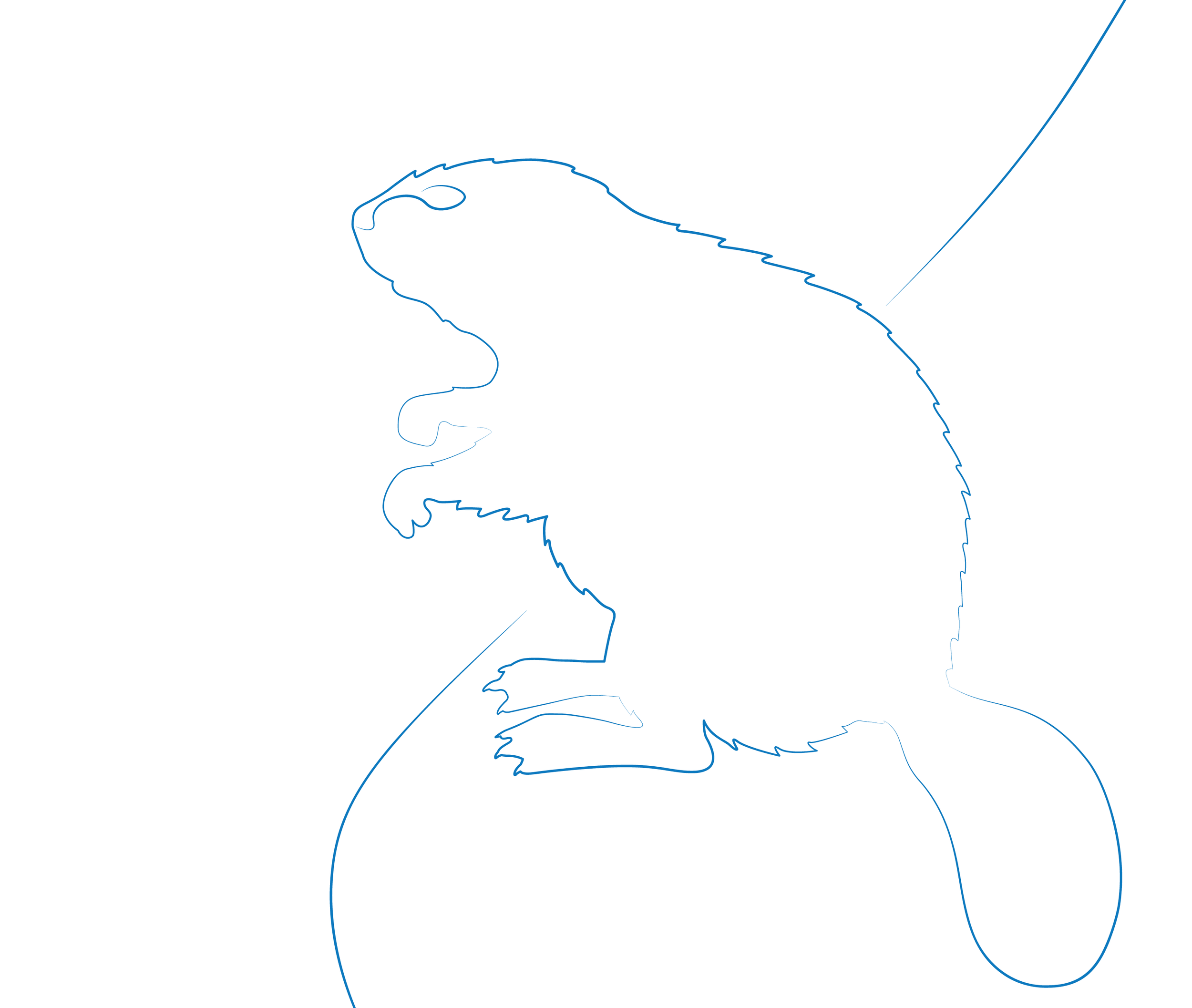 Line art drawing of a beaver.