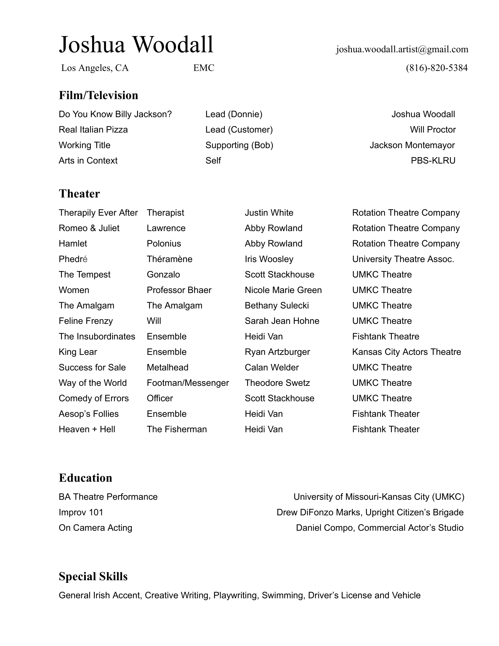 Joshua Woodall resume