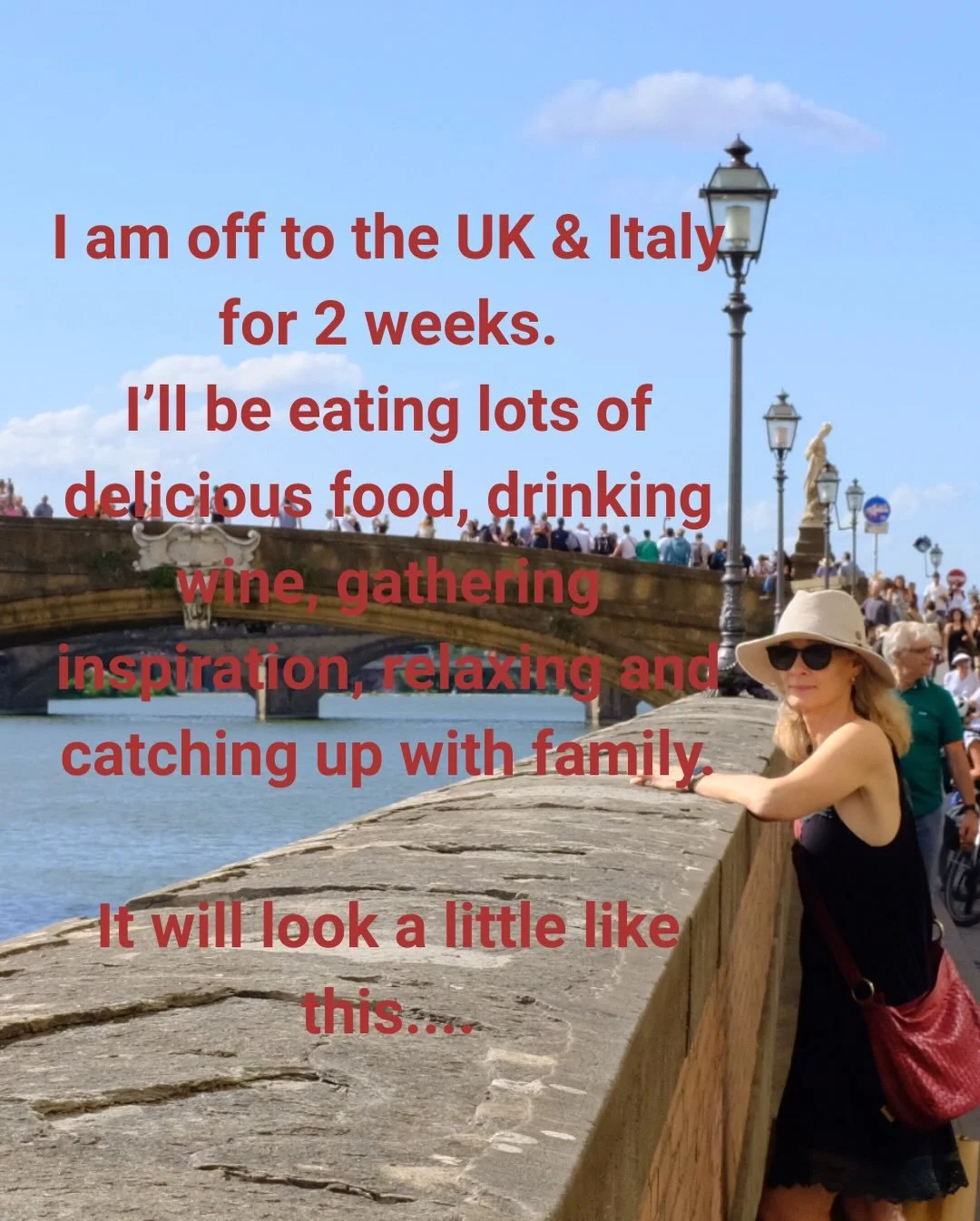 A little chef and nutritionist update! I am heading off to the UK and Italy for a holiday &mdash; to eat beautiful food, drink good wine, wander markets, sit on a beach in Sardinia, cook local produce , rest, and spend time with family.

I&rsquo;ll b