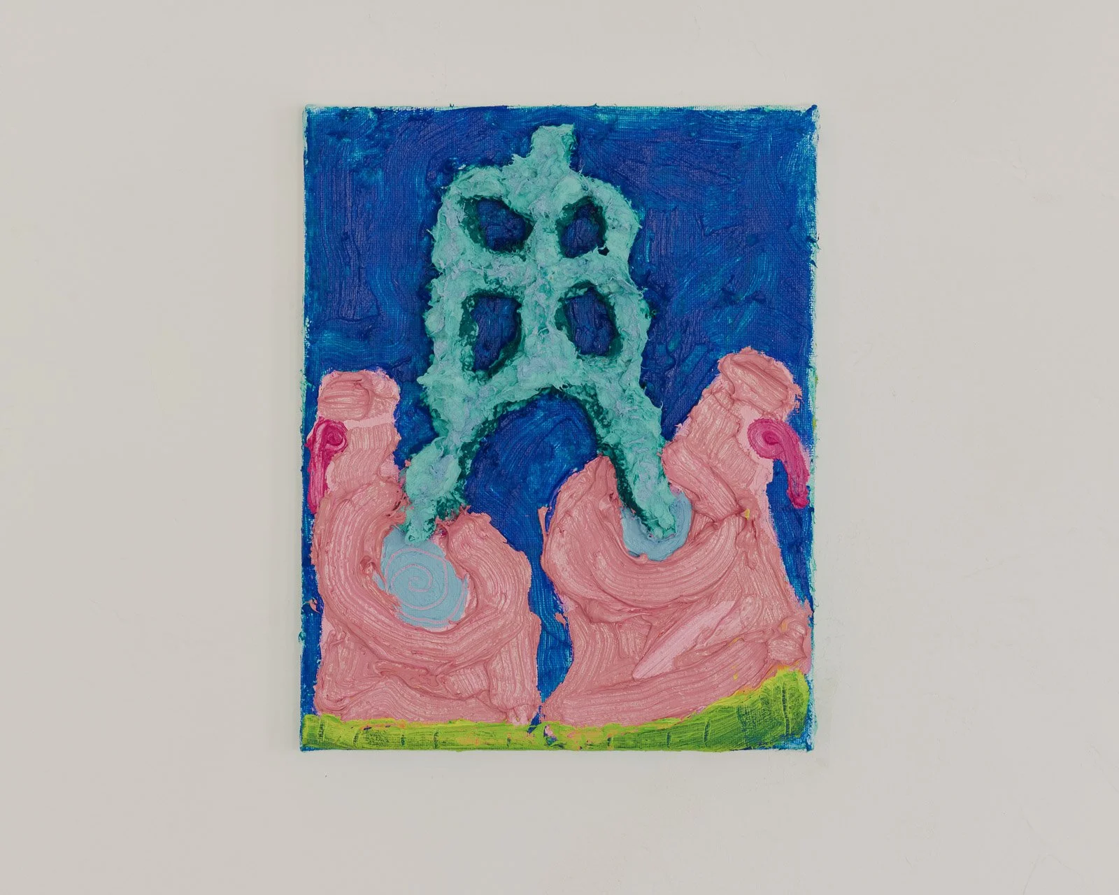 Paper Tongues, oil on canvas, paper pulp, 7 x 10”, 2025