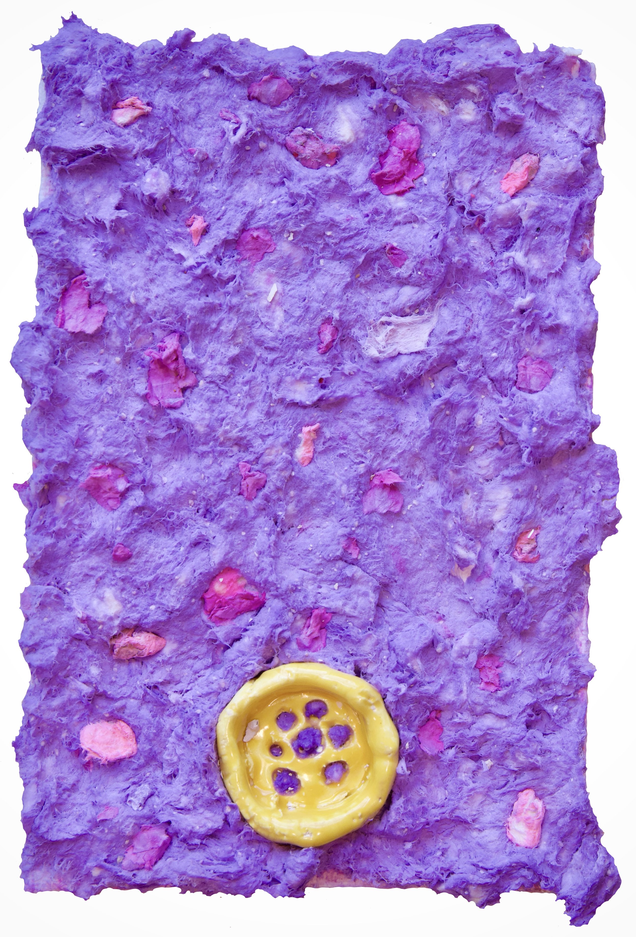 My darling, paper pulp, acrylic paint, glazed ceramics, 4 x 6", 2026 