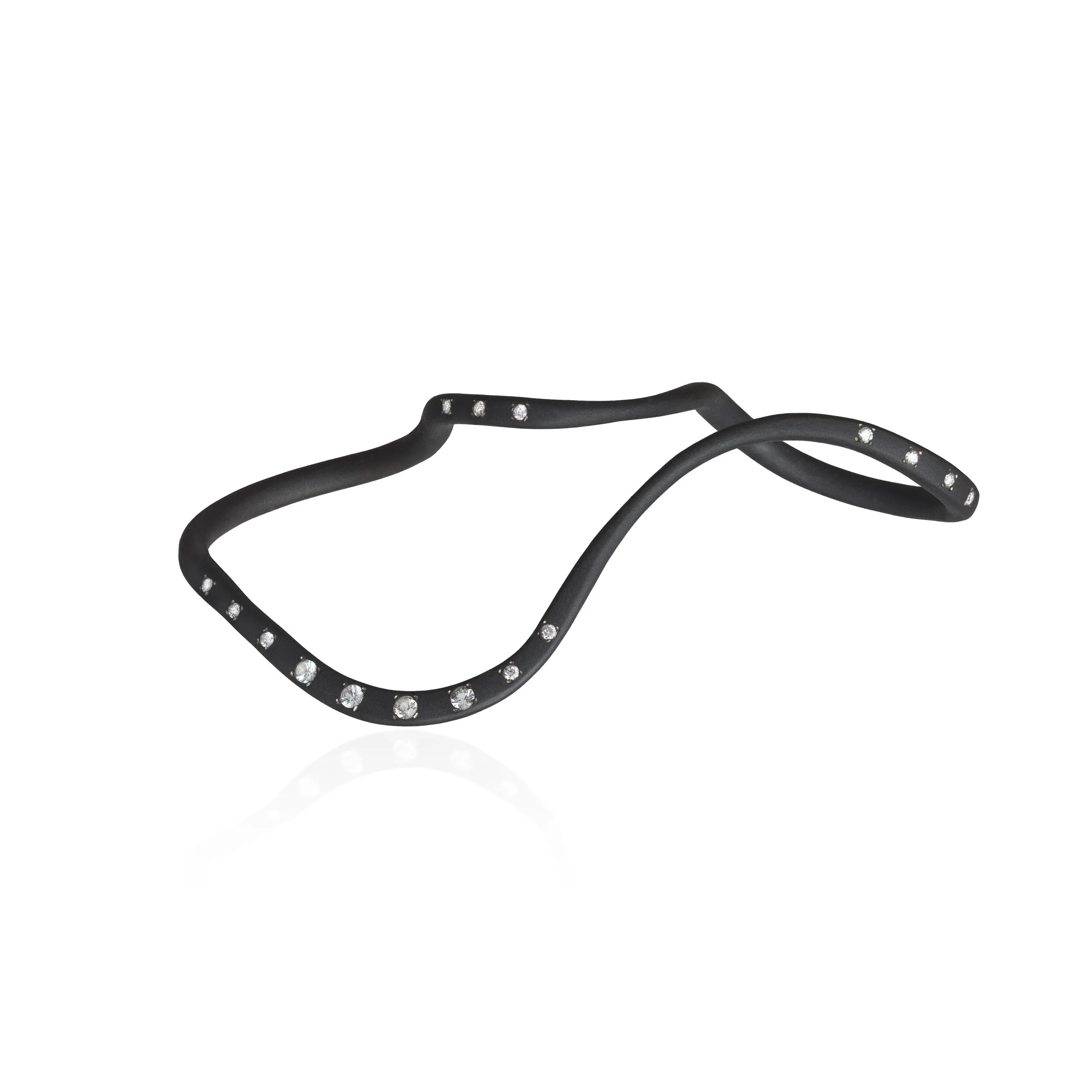 Gi by Giselle Effting jewellery titanium gold, custom made in Italy, Handpiece, diamond and gold inlay, unique and bold pieces.