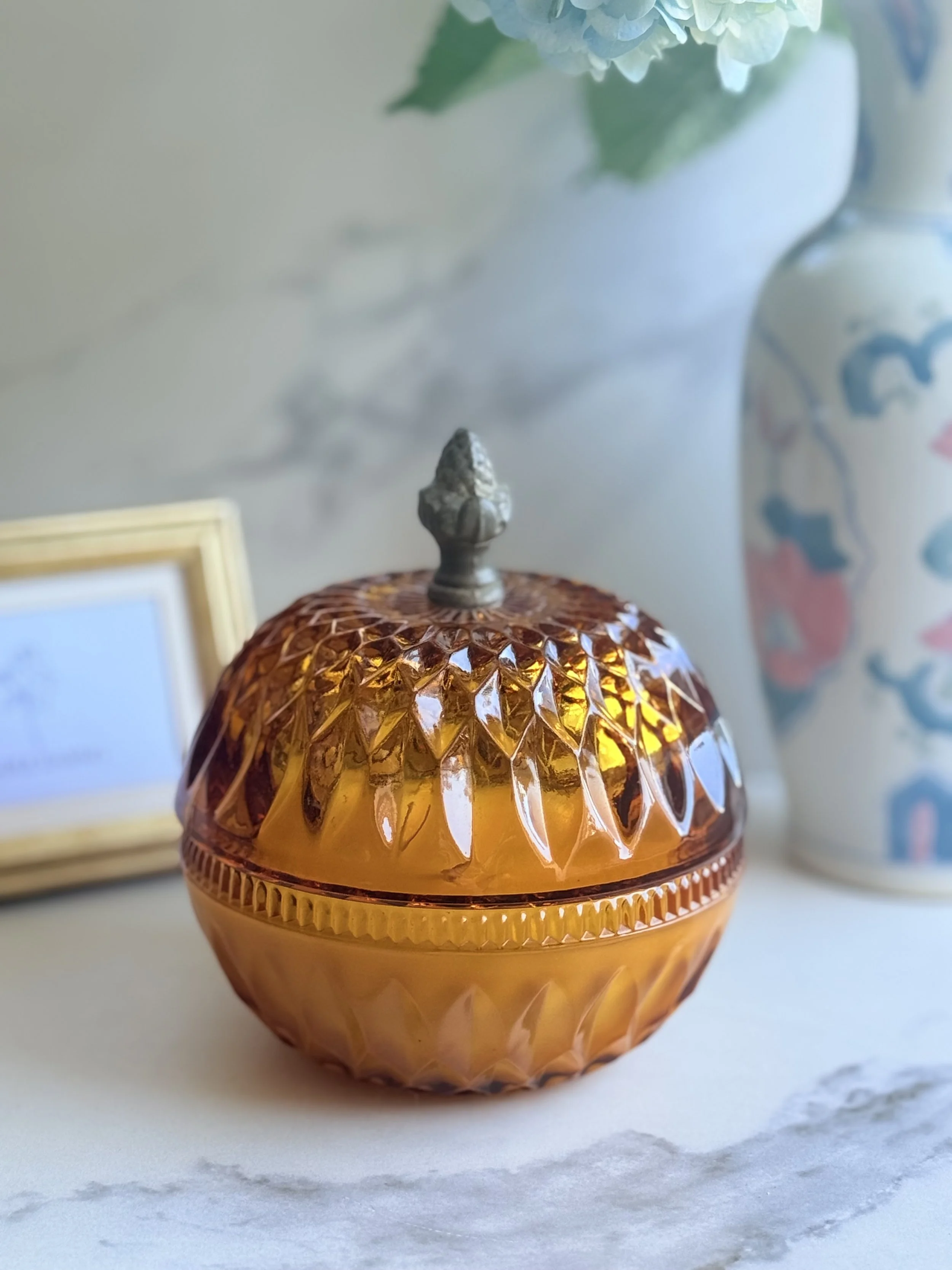 1960s "Mt. Vernon Amber" Candy Dish by Indiana Glass