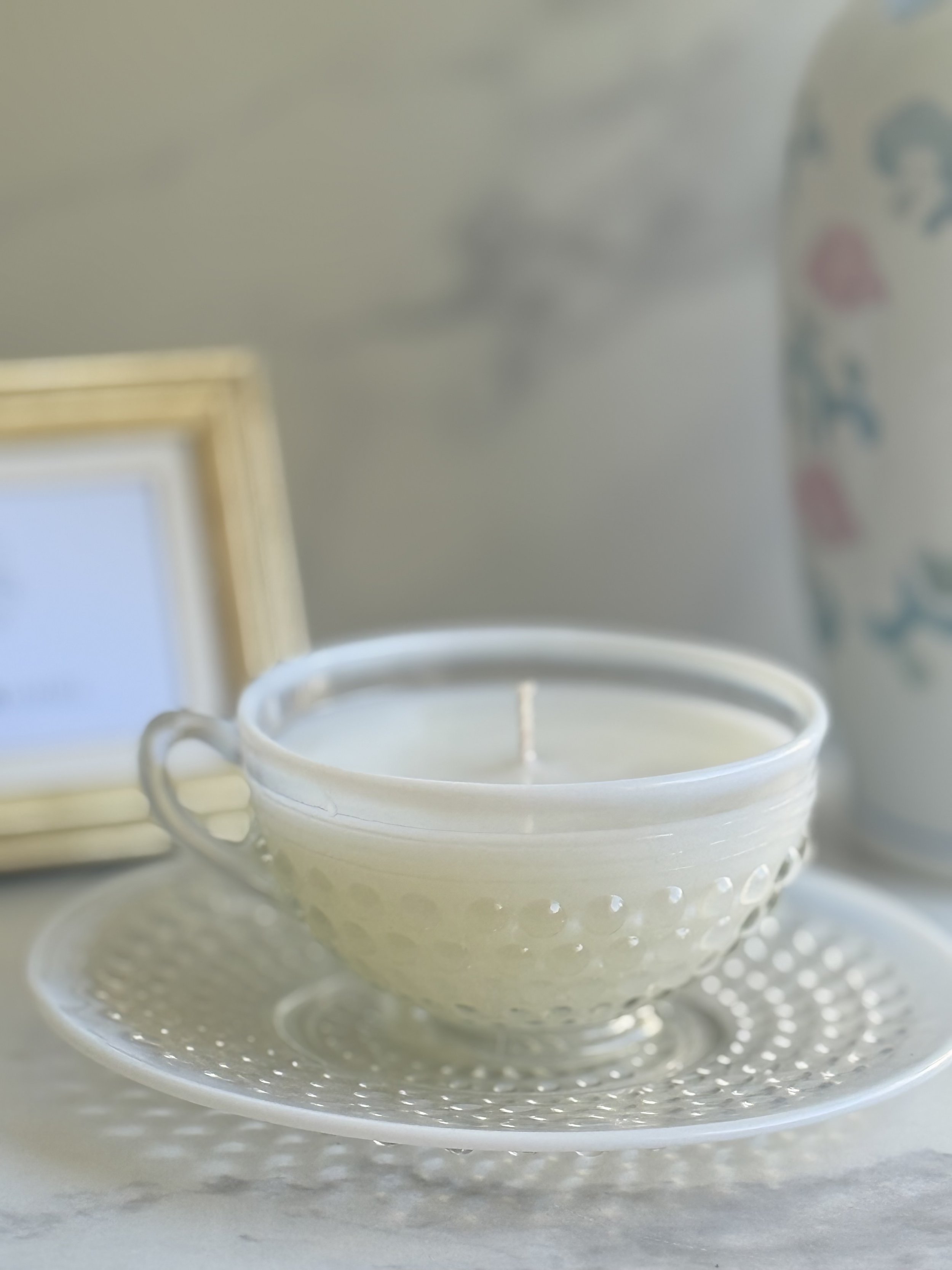 1942-1946 "Moonstone Clear Opalescent" Cup and Saucer