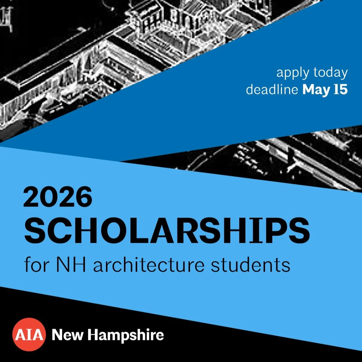 Calling all NH Architecture Students!
Apply today for an AIA New Hampshire scholarship.

Each year the chapter awards several scholarships in amounts from $500 - $5,000 to worthy New Hampshire students who are studying in-state or at colleges and uni