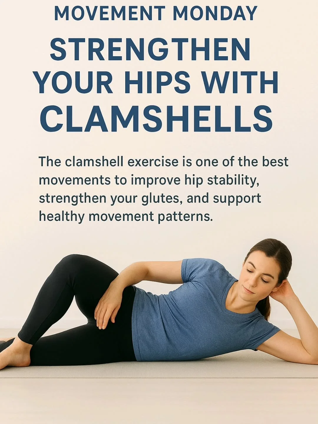 Movement Monday's!

Hip stability starts here 👉 Clamshells!
Great for glutes, hips, and pain prevention. 💪 

#movement #Mainwayphysiotherapy