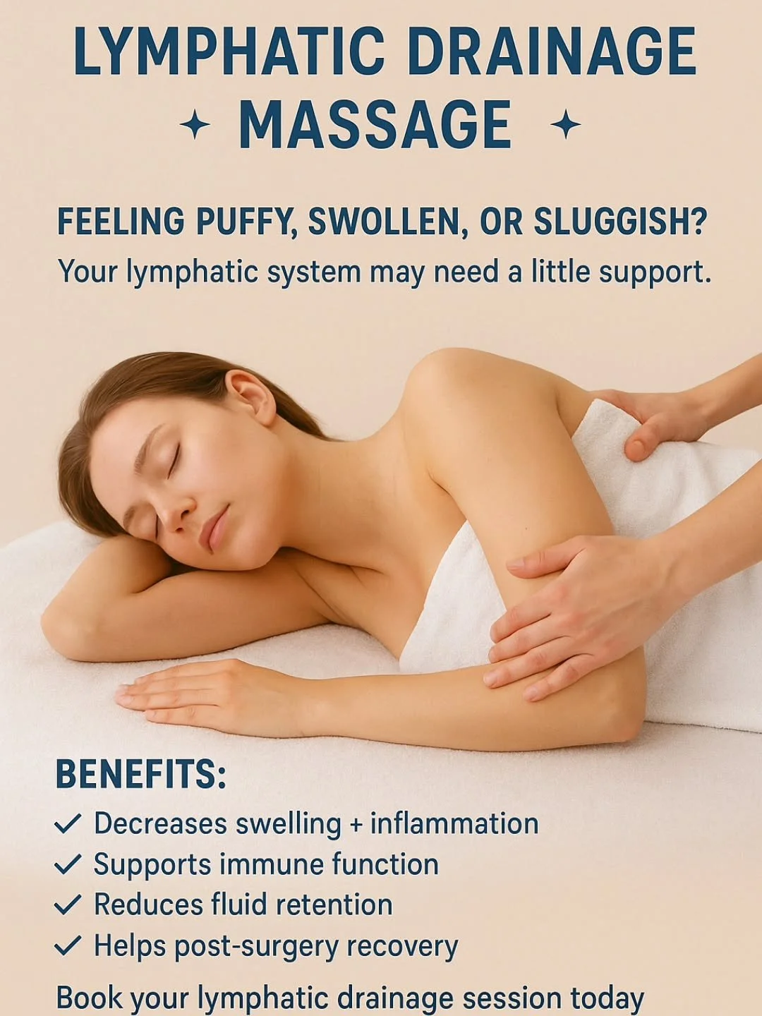 Struggling with swelling or heaviness? Lymphatic drainage can help. 💧