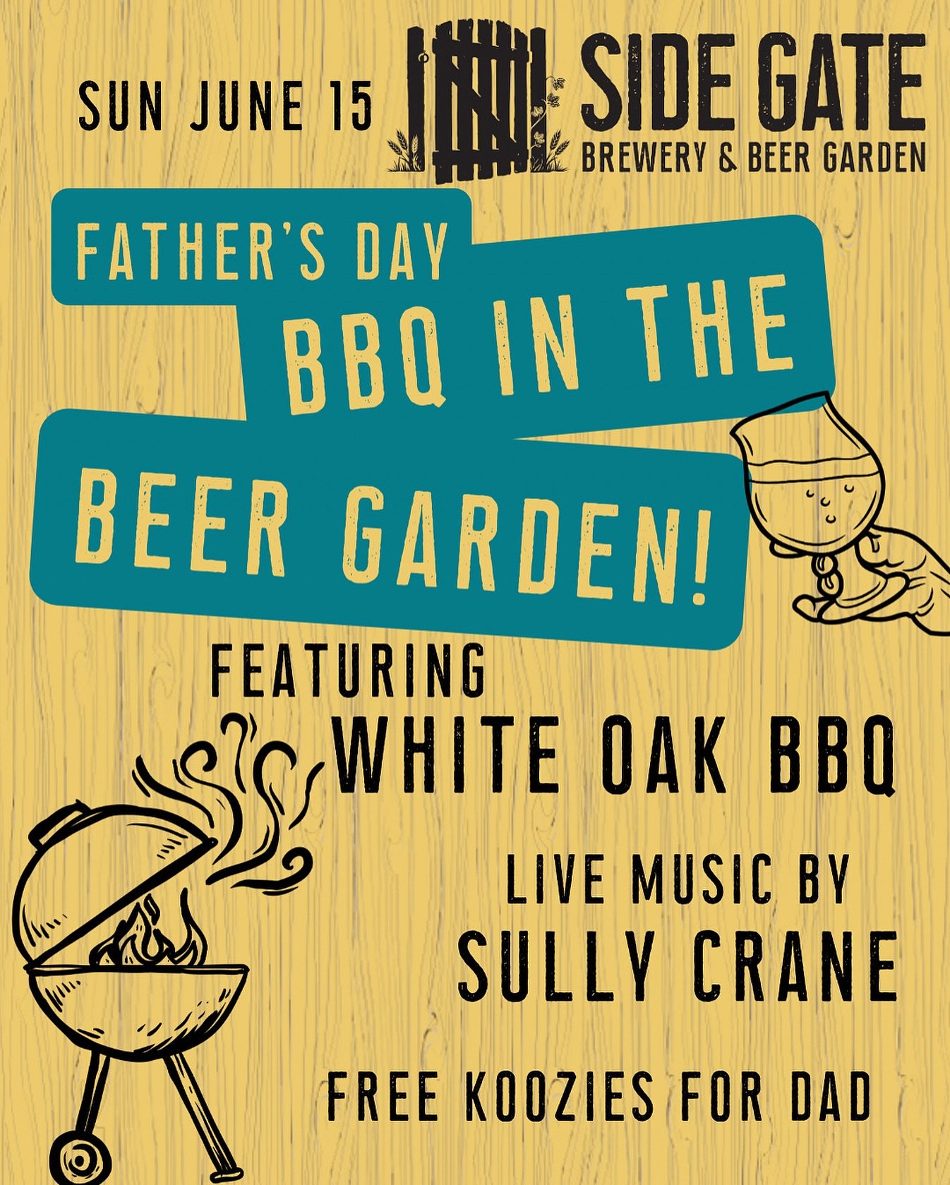 Make sure your calendars are marked for this Sunday! We have our BBQ in the Beer Garden returning for Father&rsquo;s Day! White Oak BBQ is gonna be serving delicious food from 12 to 8pm or sell out! And to grace your ears we have Sully Crane rocking 
