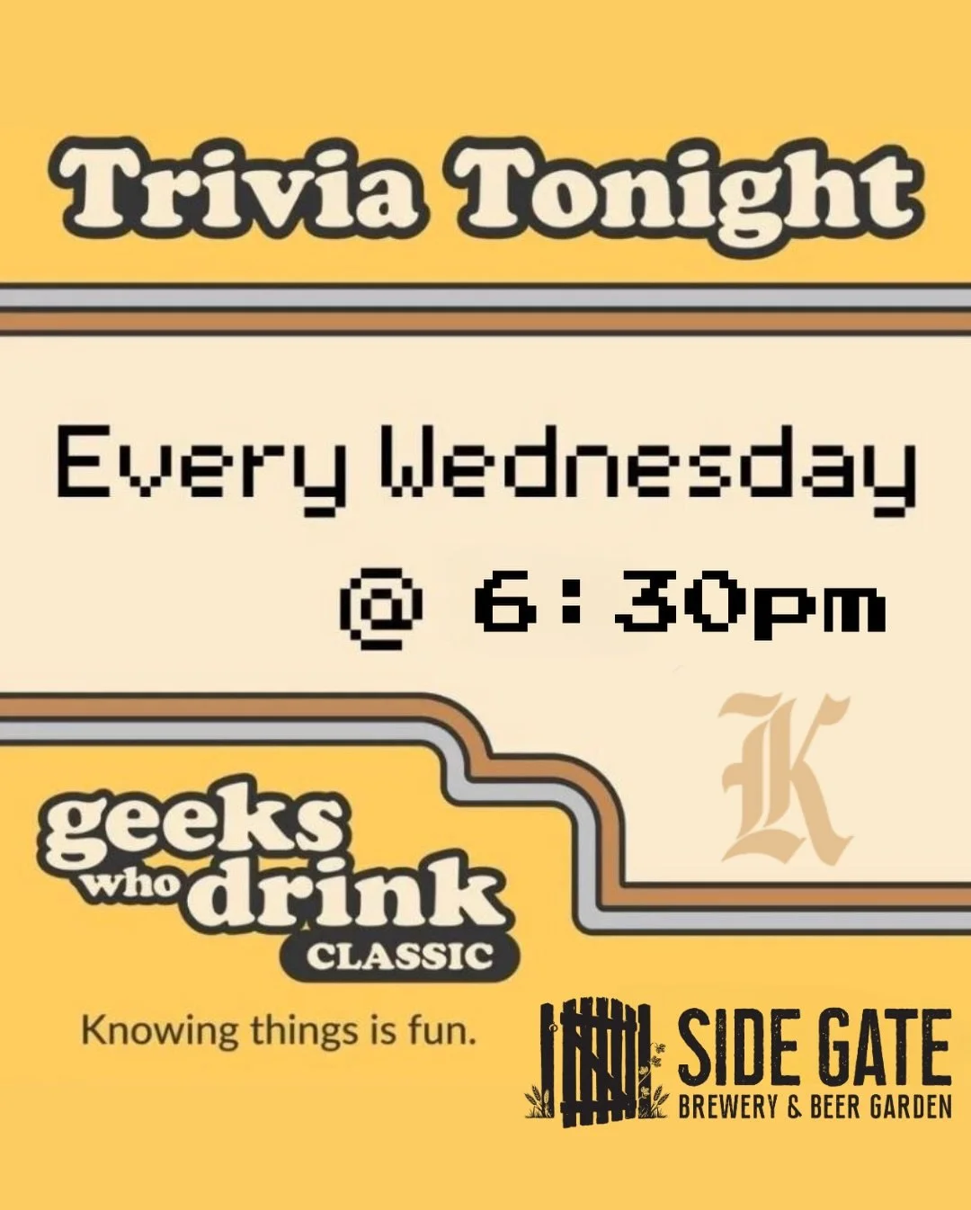 Its time to test your knowledge once again tonight with our Wednesday Night Trivia! Trivia begins at 6:30 pm with Quizmaster Nina and tonight we have an EXTRA SPECIAL GRAND PRIZE! The winning team will get 4 free tickets to this weekends Santa Beer C