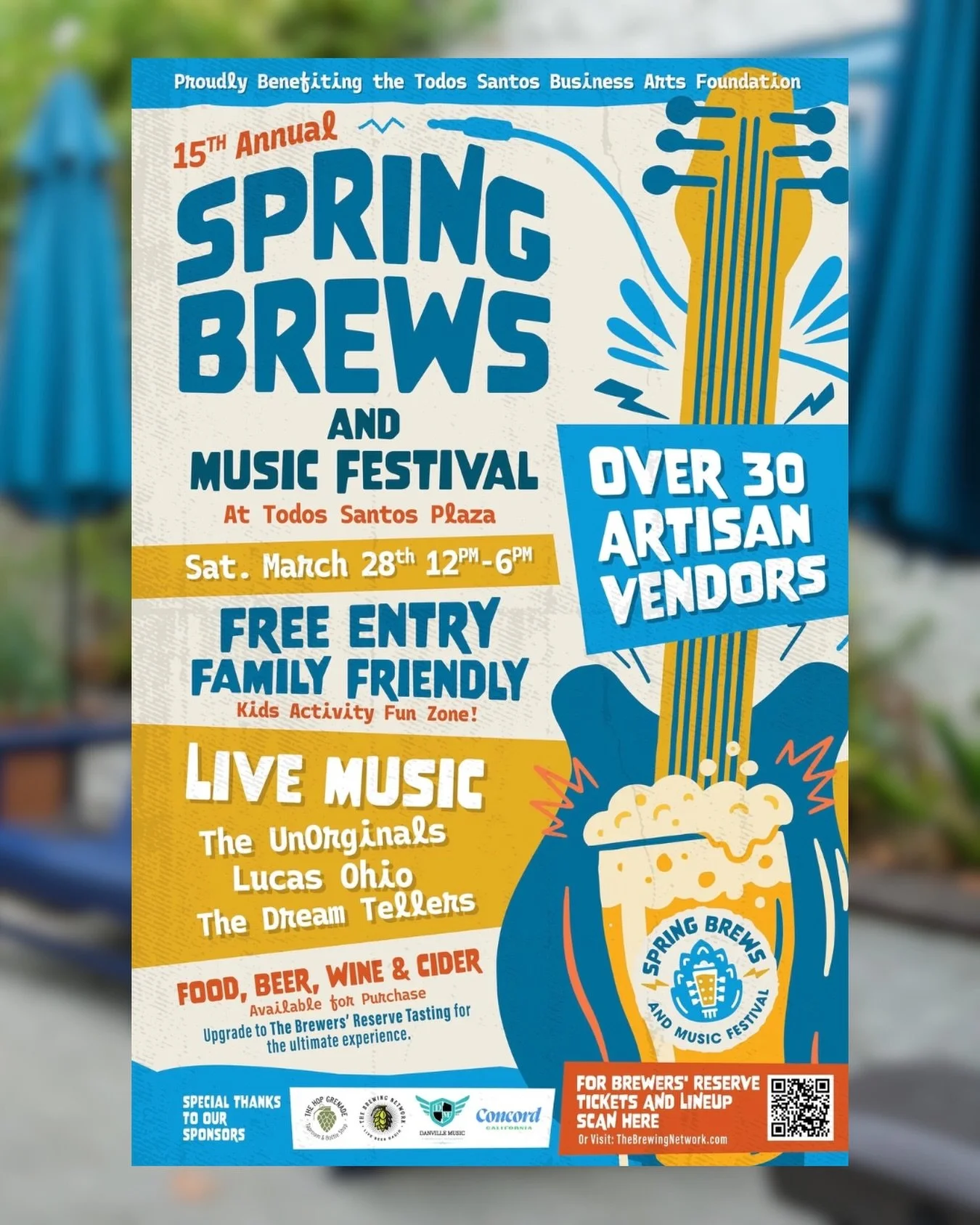 Need plans for this Saturday? The Spring Brews Fest returns to Todos Santos Plaza from 12-6pm ! Grab a Brewer&rsquo;s Reserve Tasting ticket or just stop by for a pour! Need a spot to hang out after? We have you covered just a block away from the fun