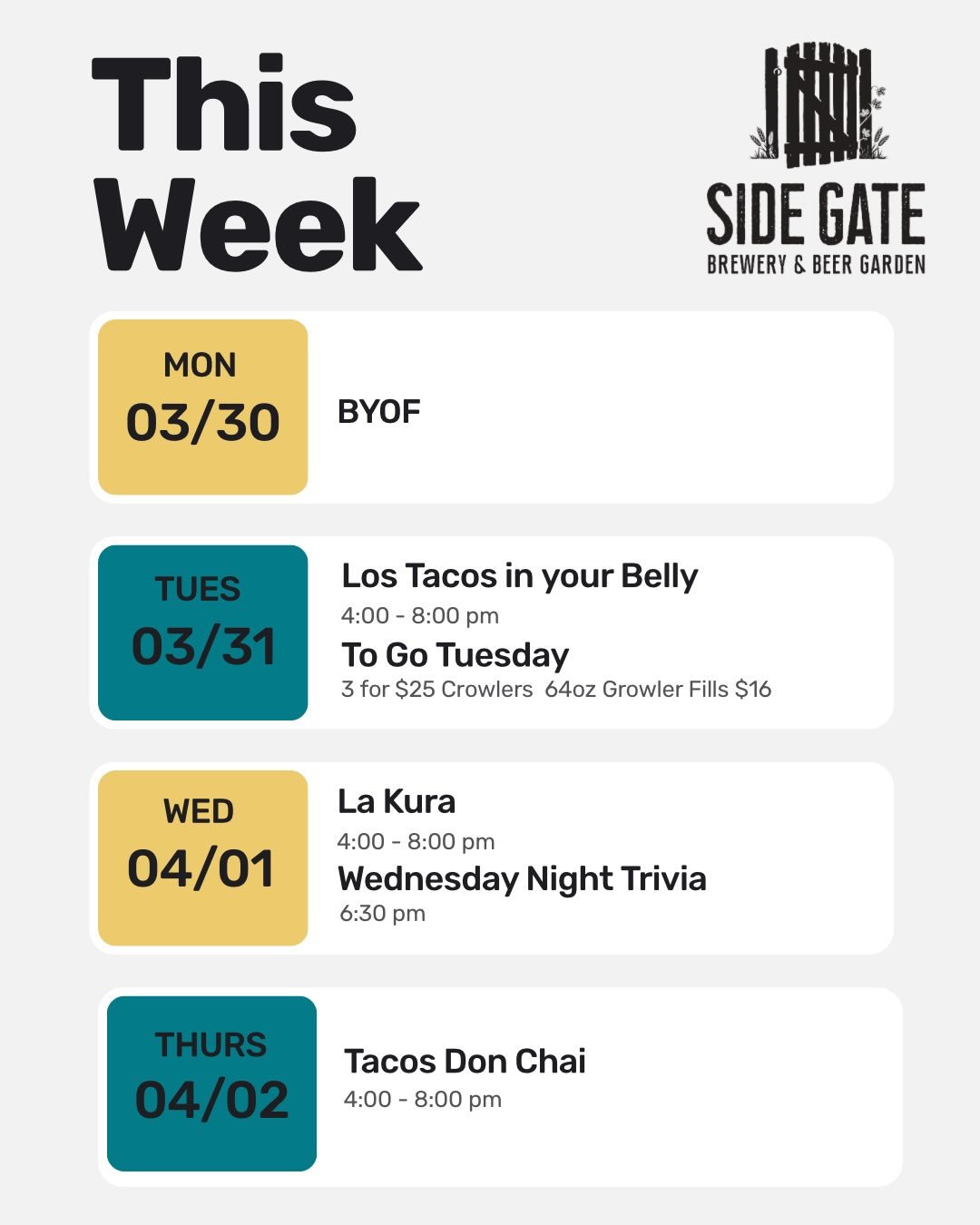 Spring is here in full force! With a week full of delicious food and fresh craft beer, what more do you need? Dont forget to come by on Saturday for our Springnaniganz Hazy release party! With tank pours, a double beer release and live music, it&rsqu