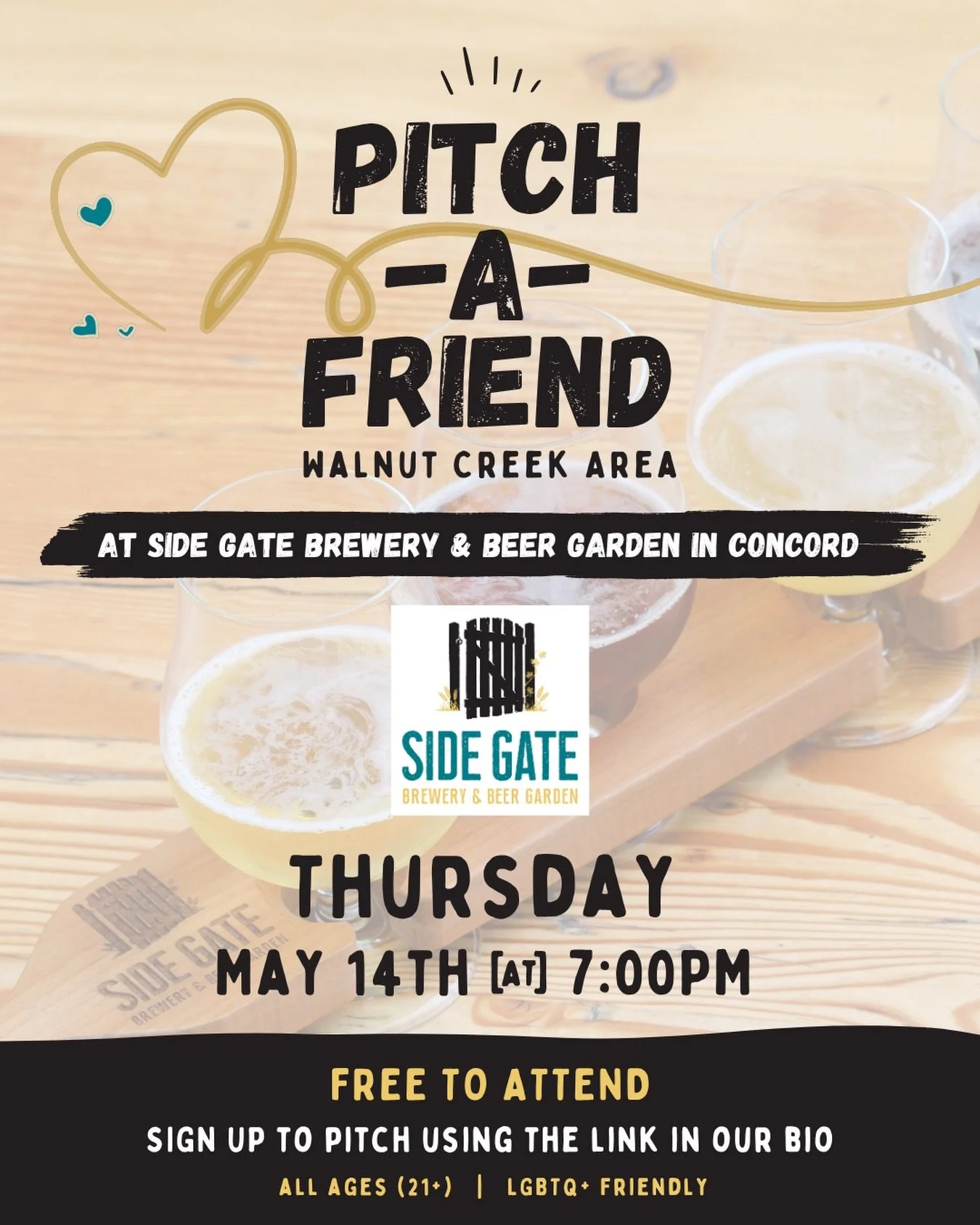 Just two days left till you might find the partner of your dreams or even some wonderful new friends! Pitch A Friend returns this Thursday at 7pm! Get your pitch finalized and get ready for a fun night of modern dating! Evelyns will be here serving p
