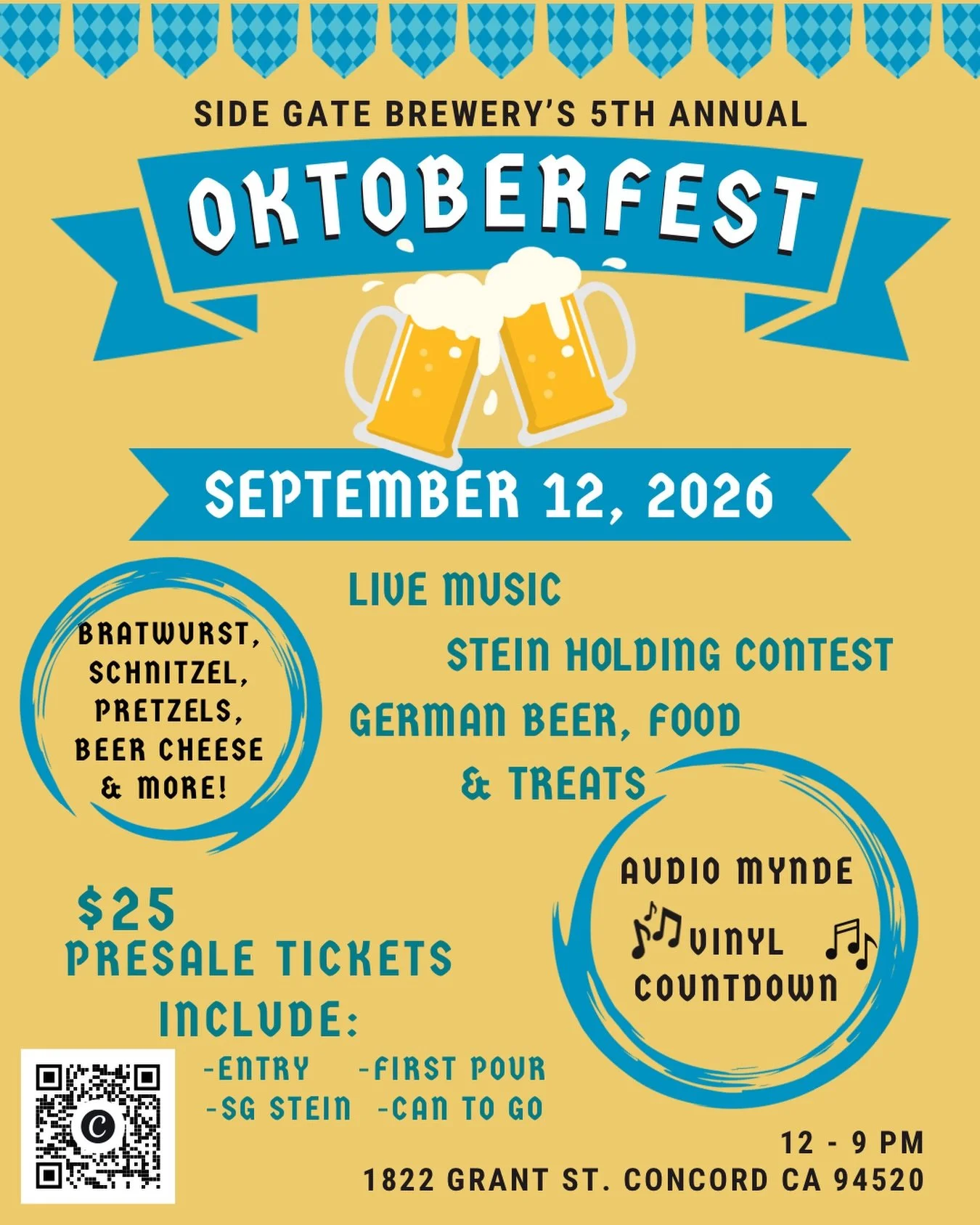 Prost! Its that time of the year! Our Oktoberfest tickets are now available! Mark your calendars for our 5th annual Oktoberfest! With La Kura back serving German Faves, Guilty Pleasures Bake Shop with German Treats, a stein holding contest, two bands