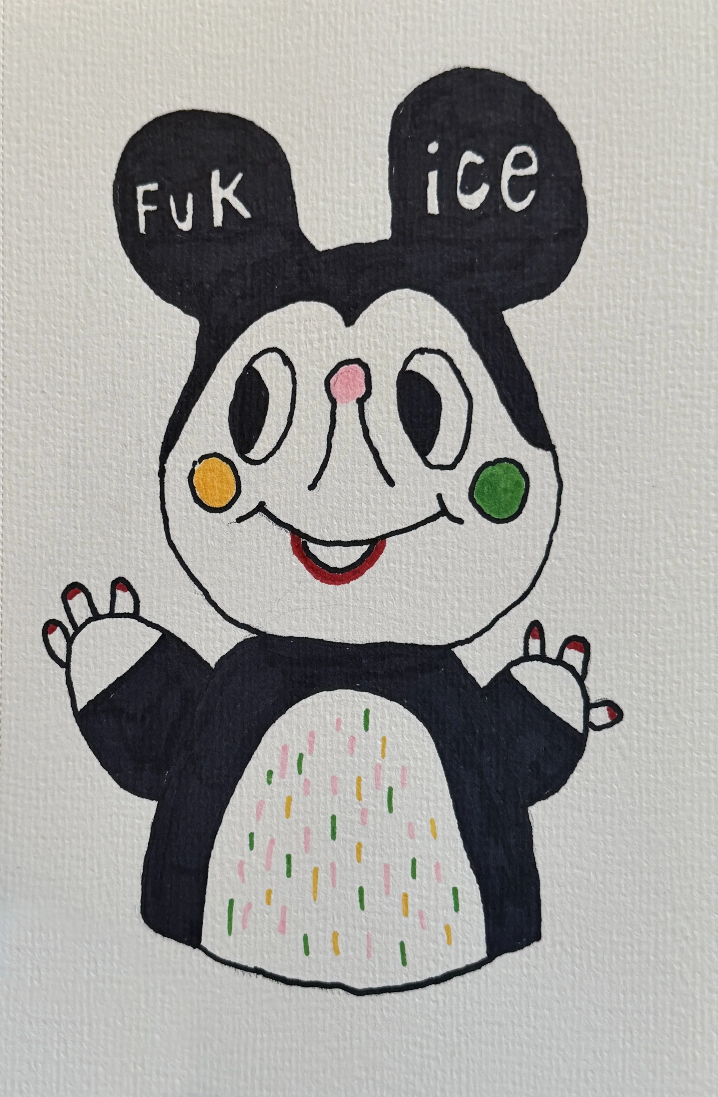 FUK ICE #1, marker on paper, 14” x 11”, 2025

