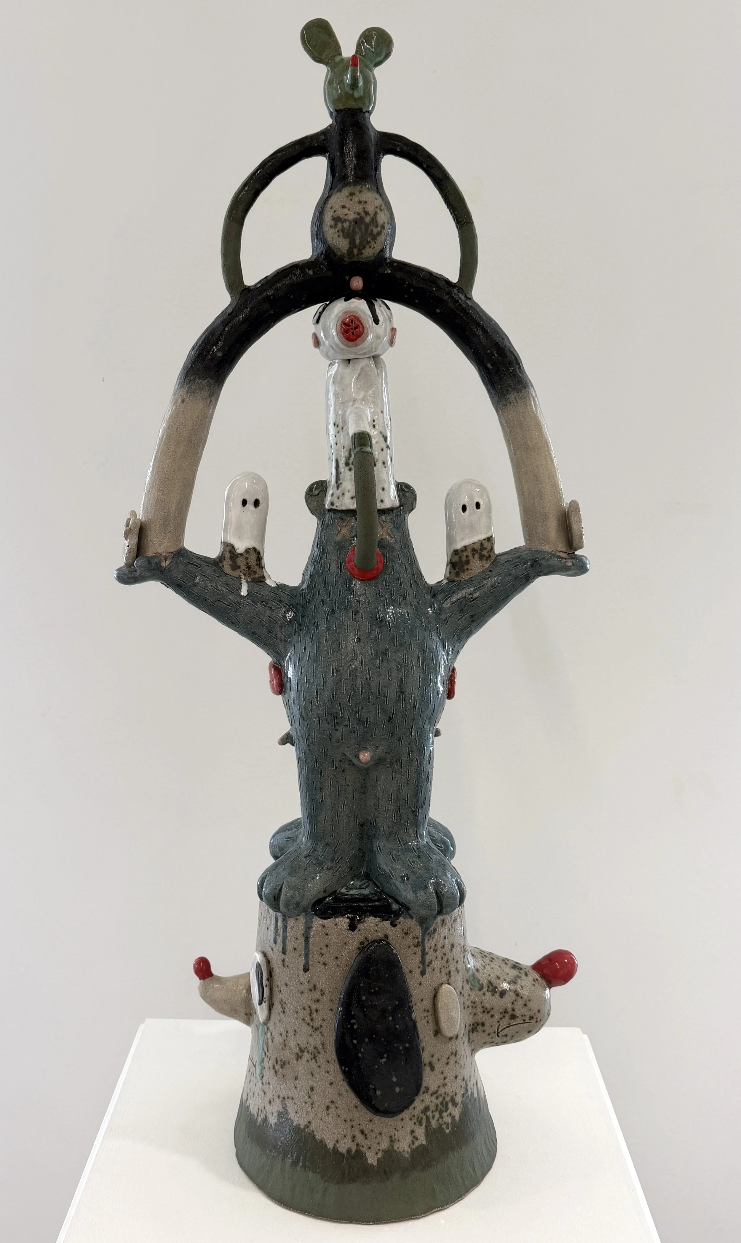 WHAT THE DOG DOIN?, glazed ceramic, 39” x 16” x 10”, 2026
