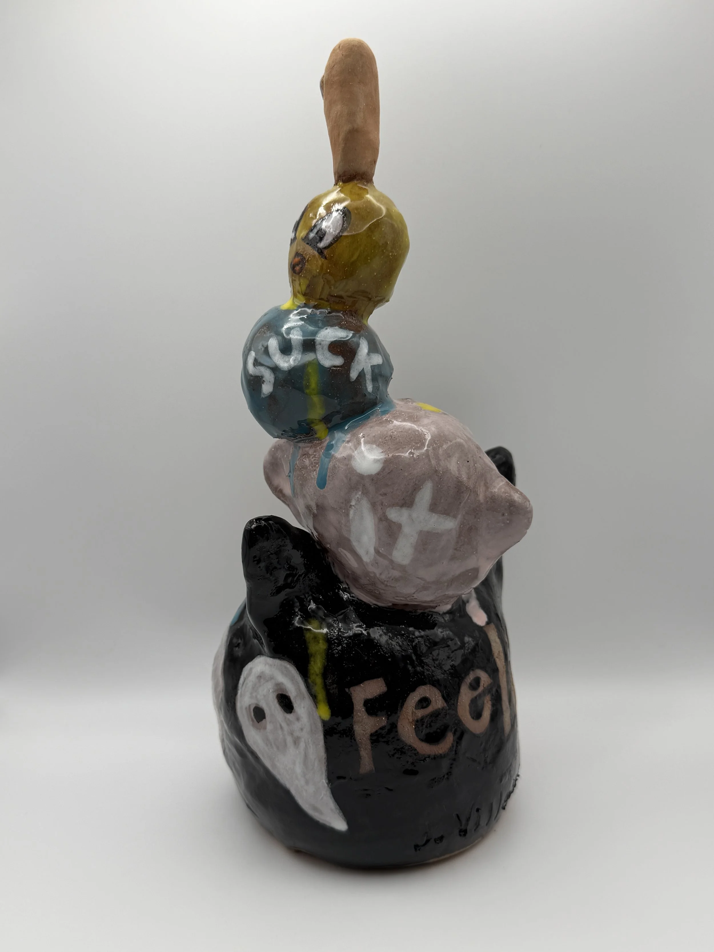 SUCK IT FEELIX, glazed ceramic, 14" x 6" x 6", 2026