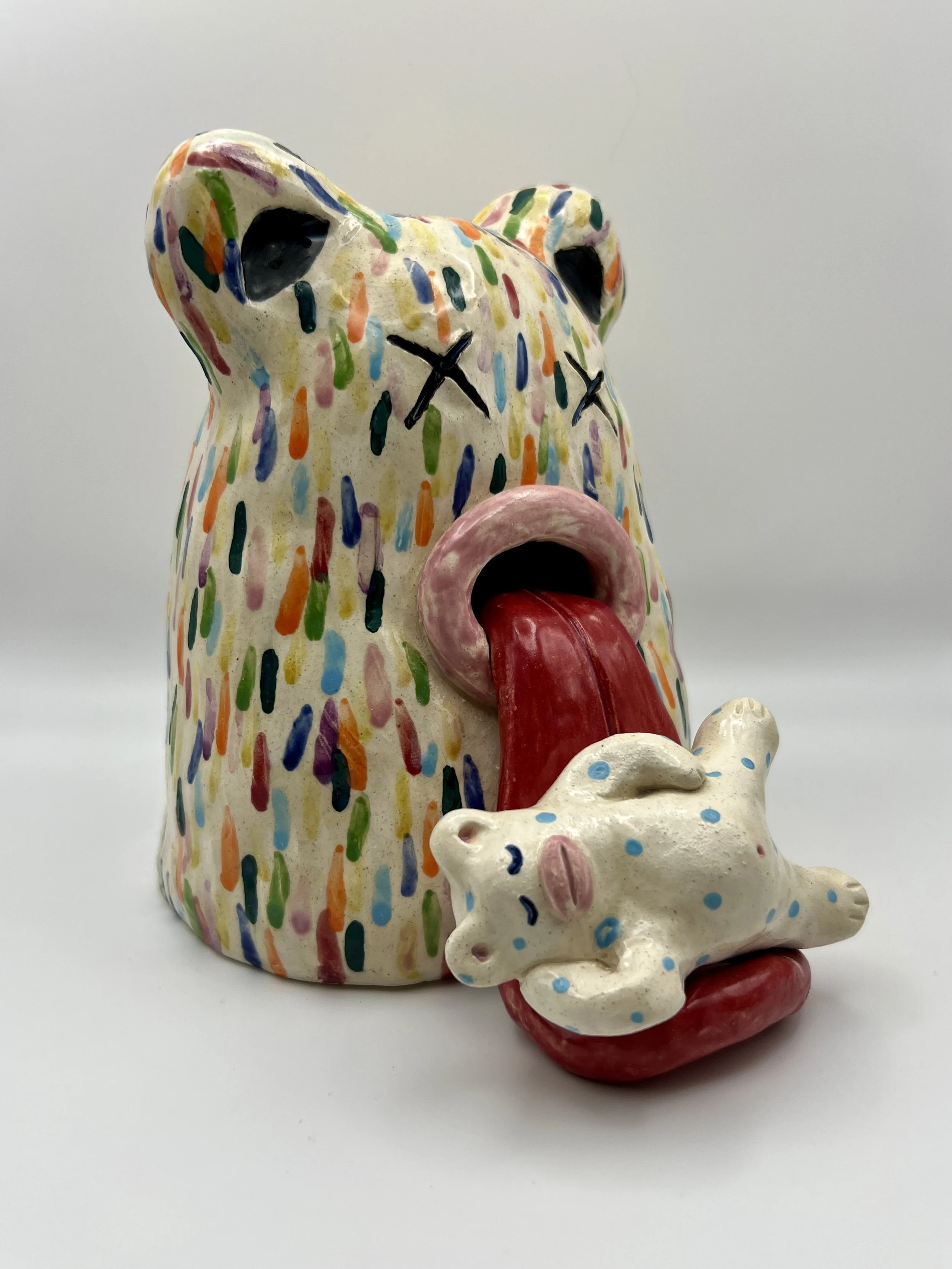 I TOOK THE DRUGS AND THE DRUGS ARE WORKING, glazed ceramic, 7" x 5" x 7", 2025