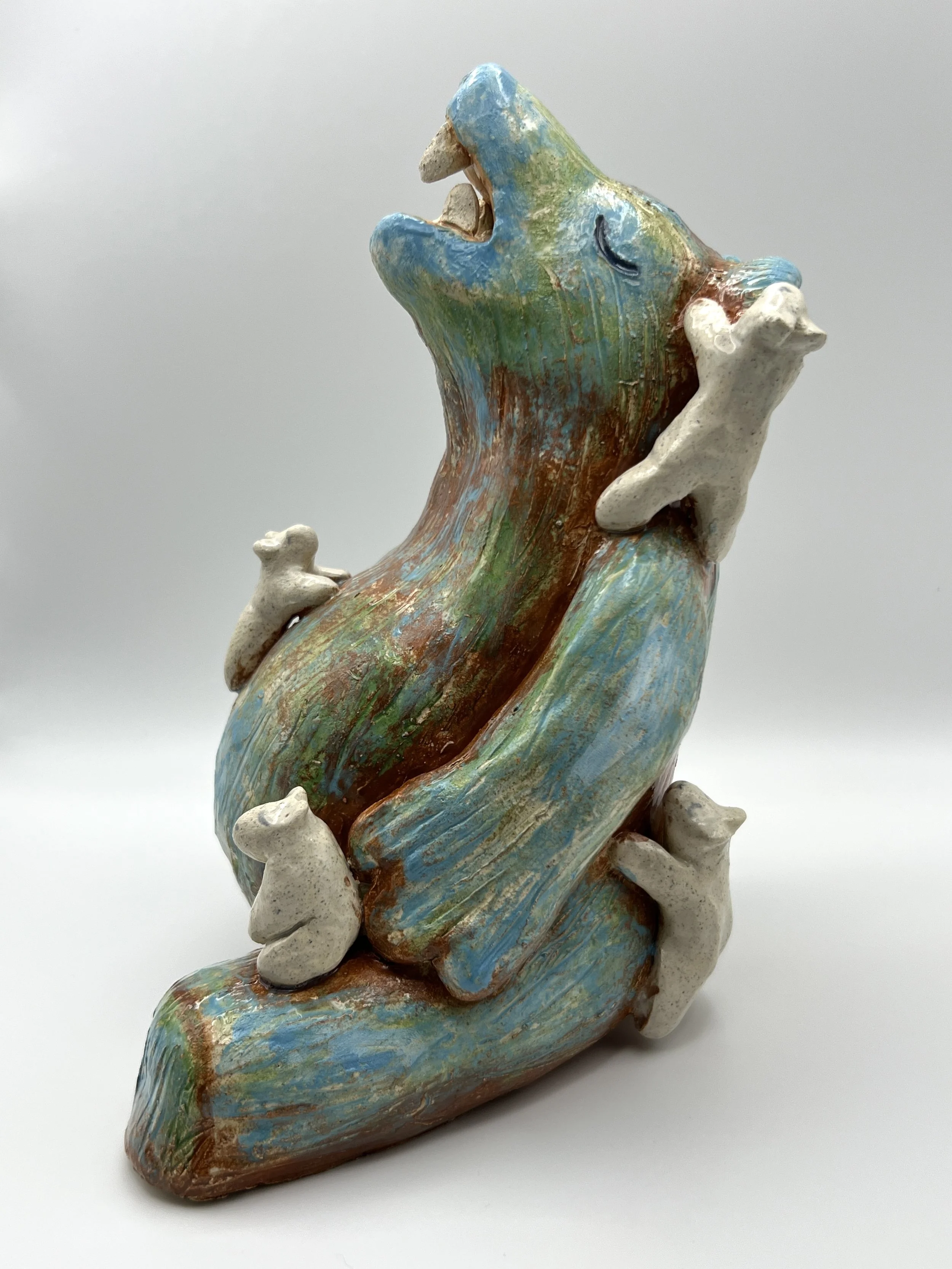 CRUMB SNATCHERS, glazed ceramic, 8" x 7" x 7", 2025