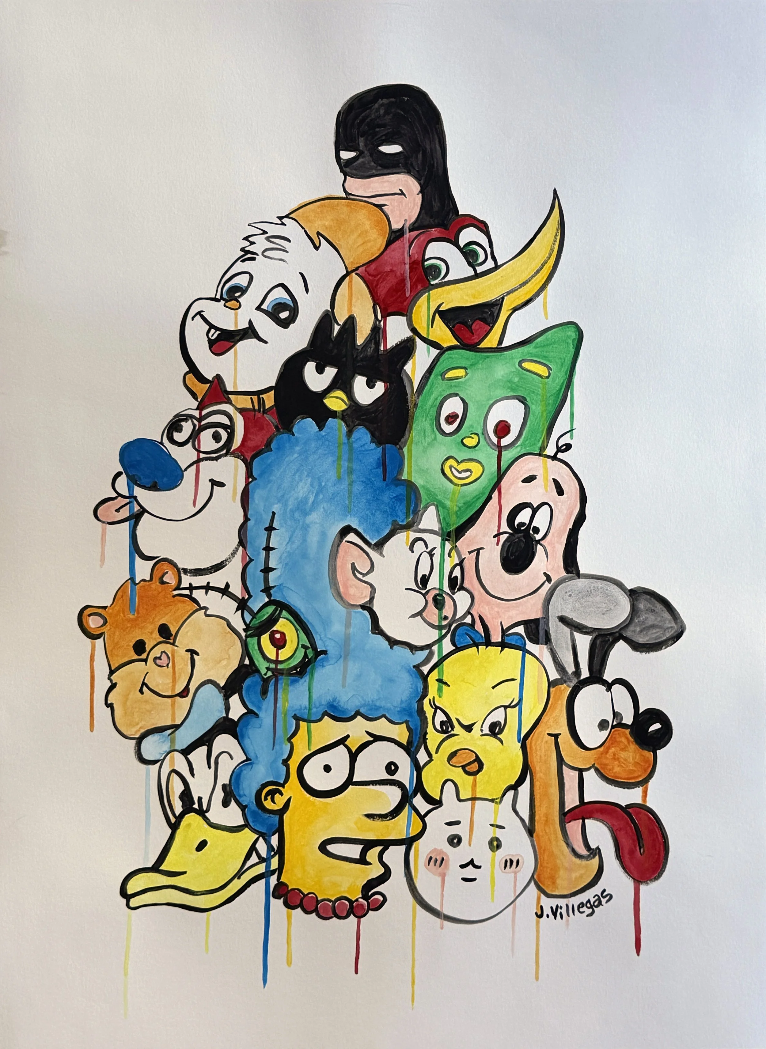 WHEN I WAS A CHILD I CRIED, acrylic on paper, 32" x 24", 2026