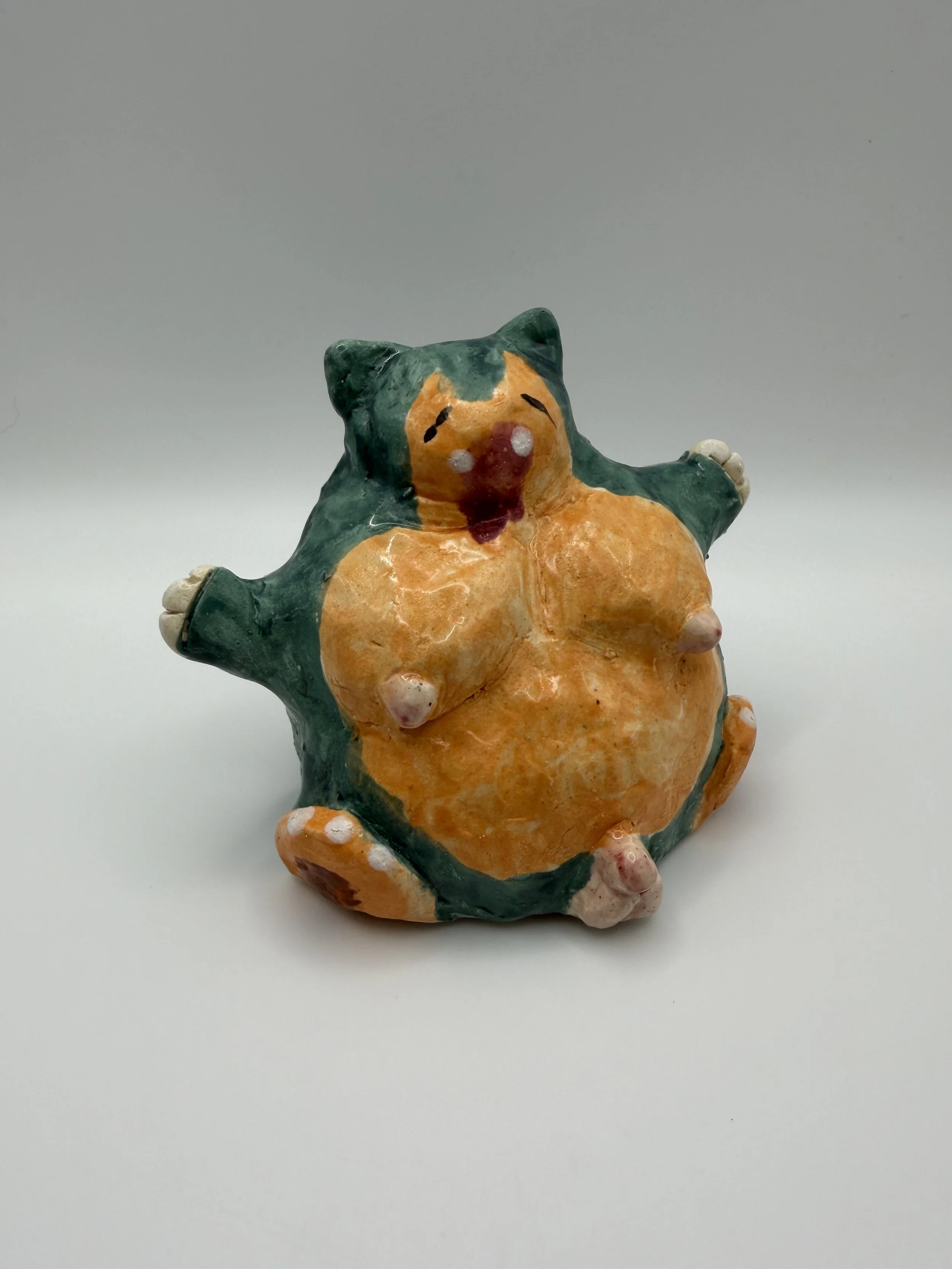 OBESE SNORLAX, glazed ceramic, 4" x 4" x 4", 2026