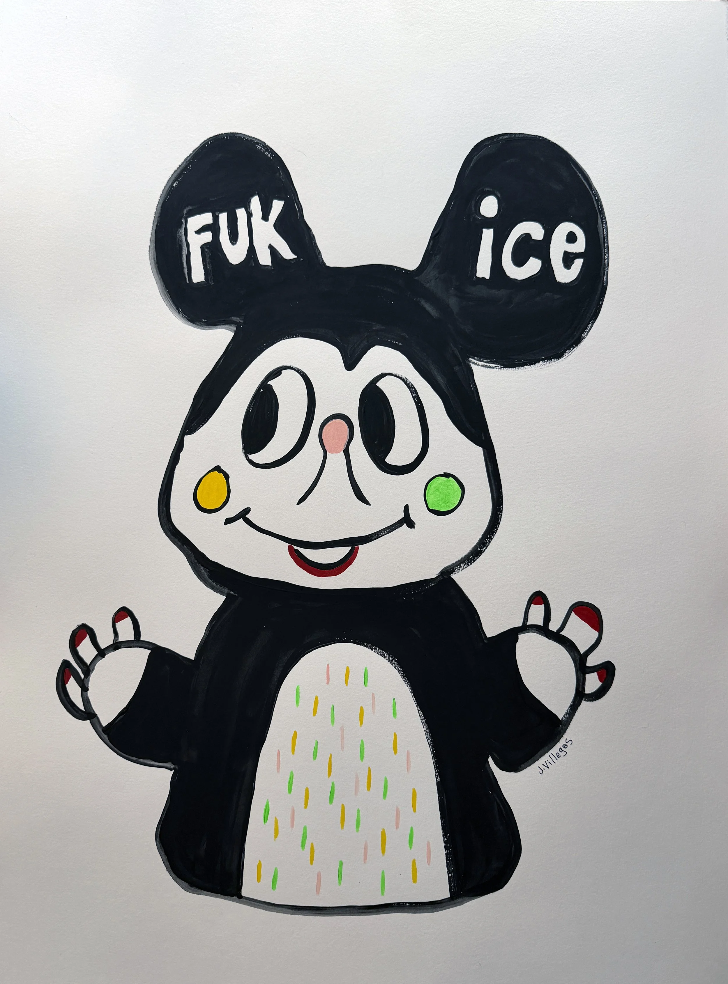 FUK ICE #2, ink & acrylic on paper, 34” x 22”, 2025
