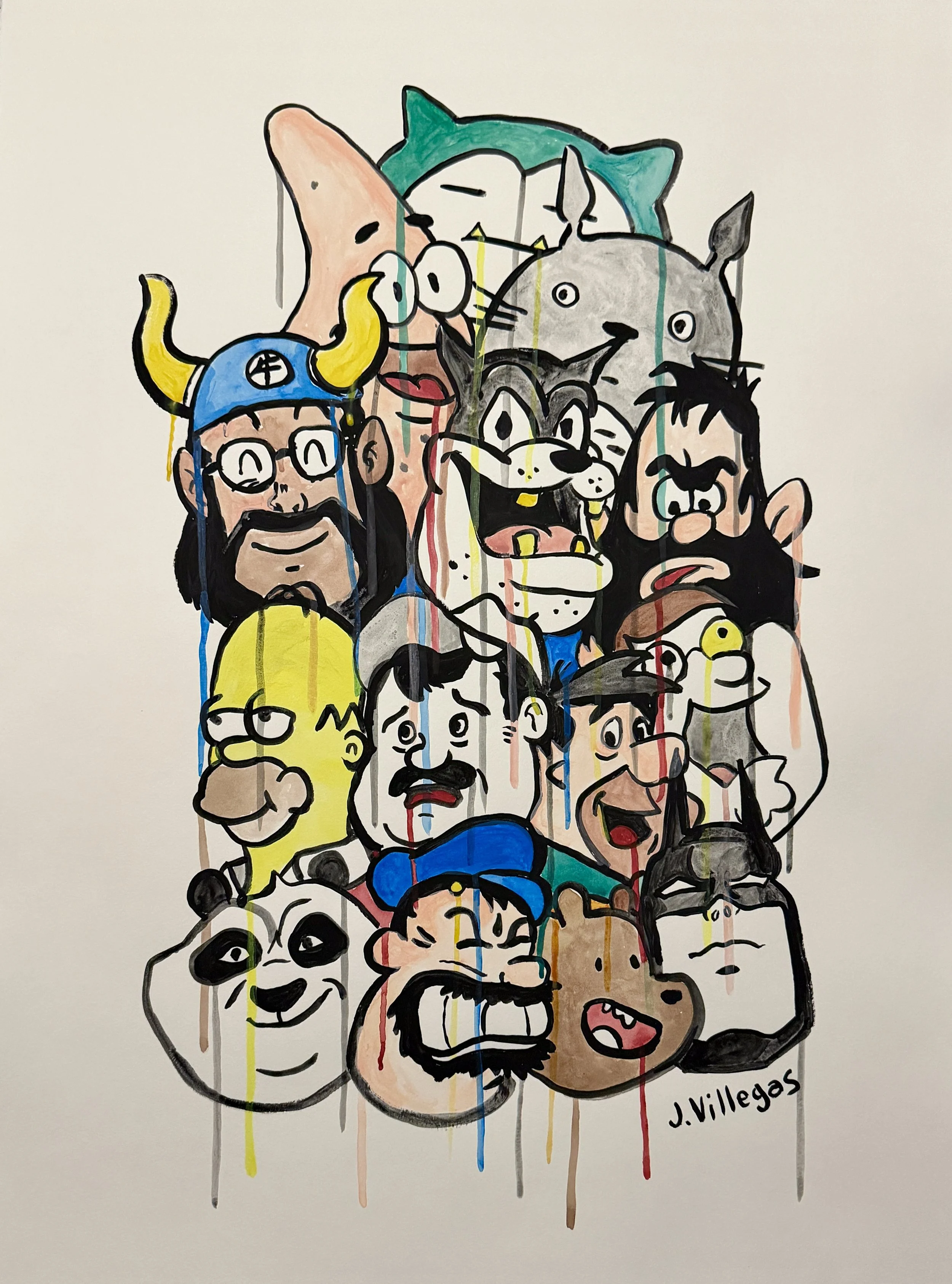 I'M GAY FOR CARTOONS, acrylic on paper, 32" x 24", 2026