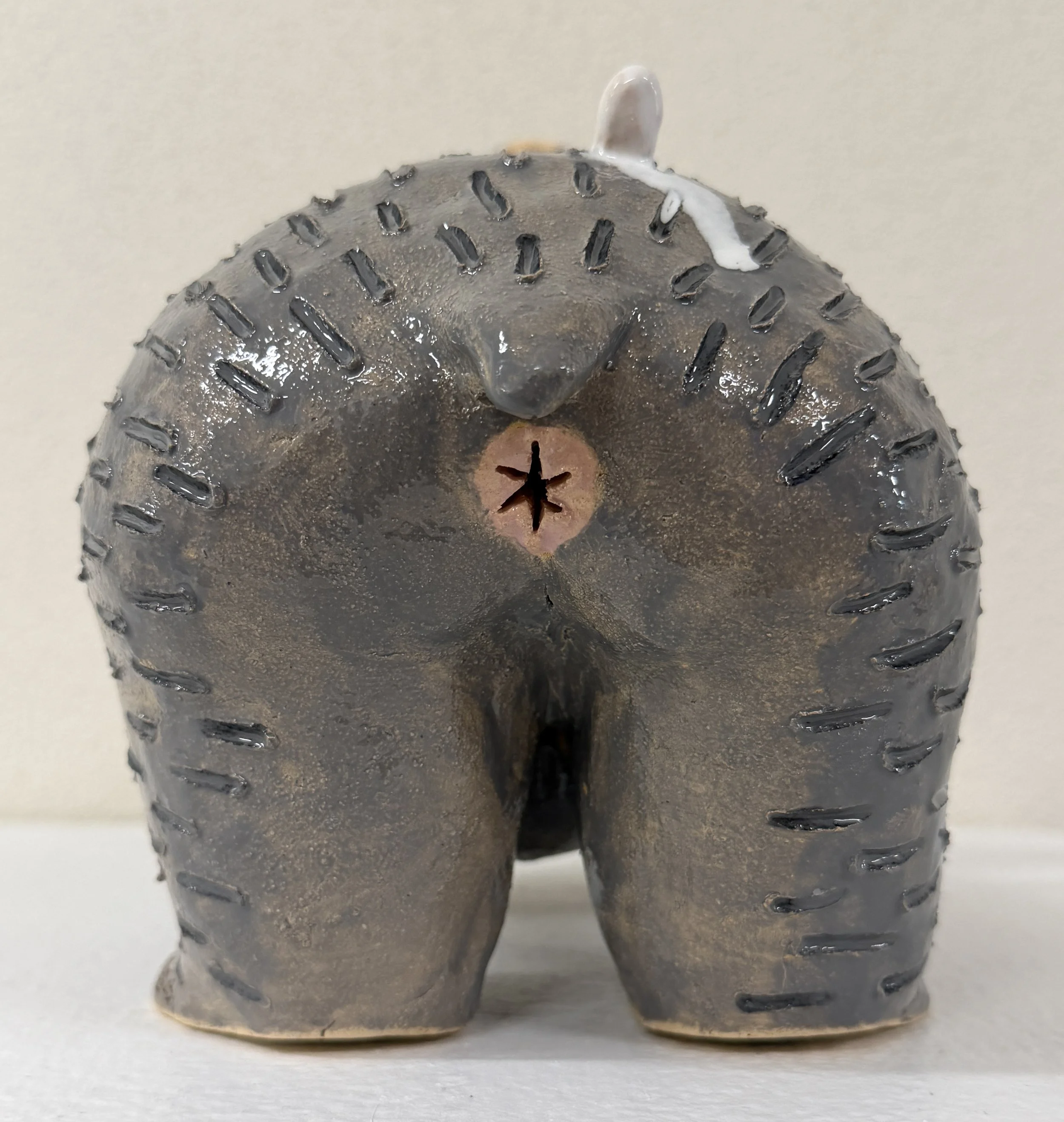 LET’S HIDE FROM DEATH, glazed & bisque ceramic, wire, 9” x 13” x 6.5”, 2026