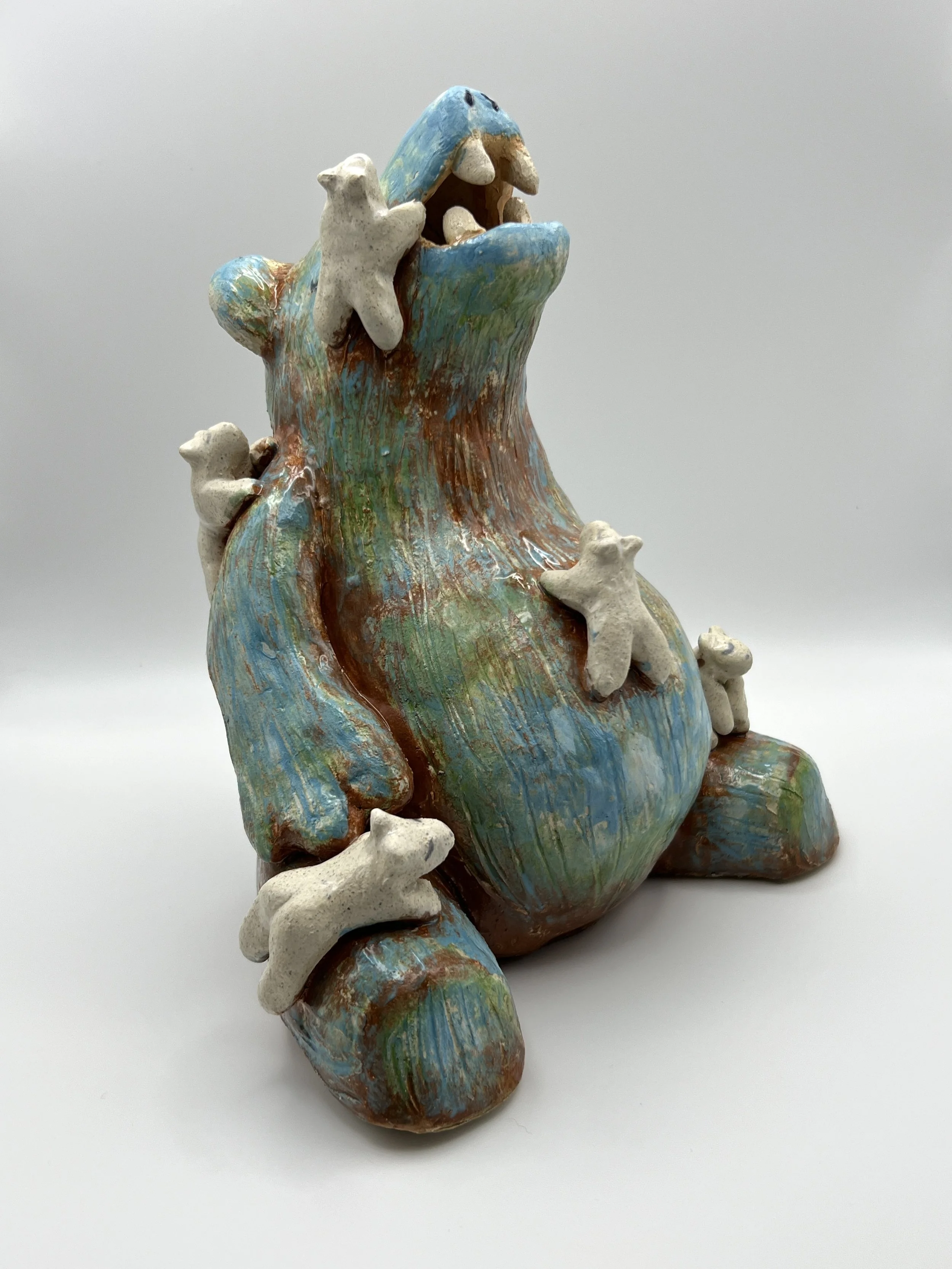 CRUMB SNATCHERS, glazed ceramic, 8" x 5" x 7", 2025