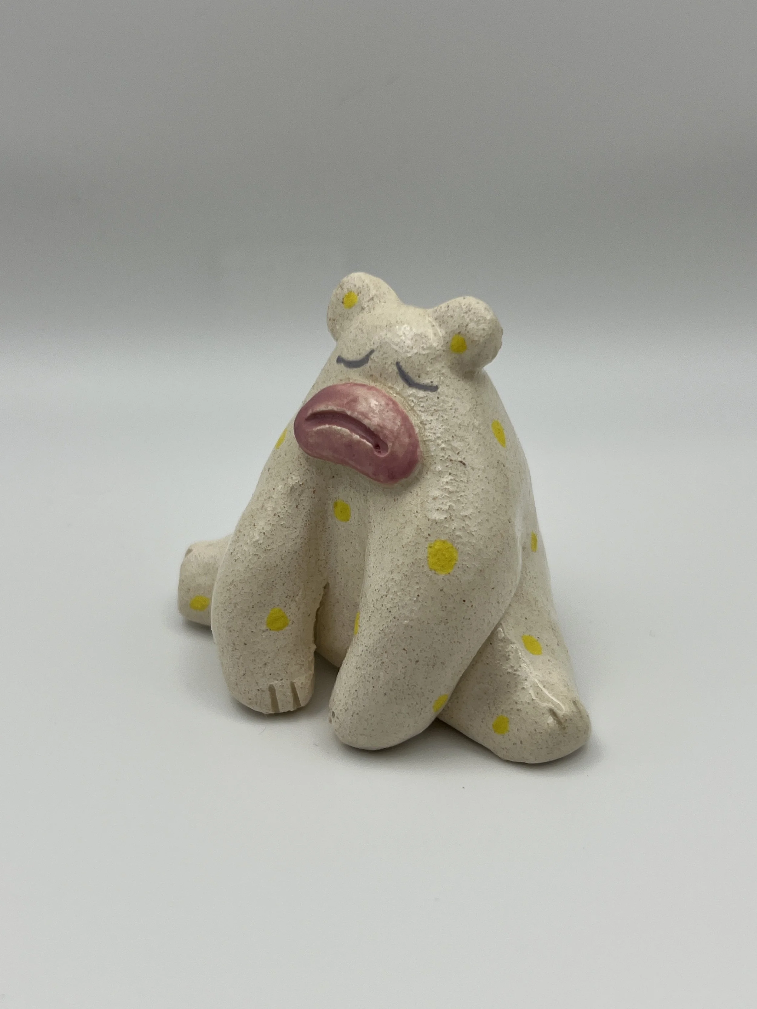 SAD BEAR, glazed ceramic, 2" x 3" x 2", 2025