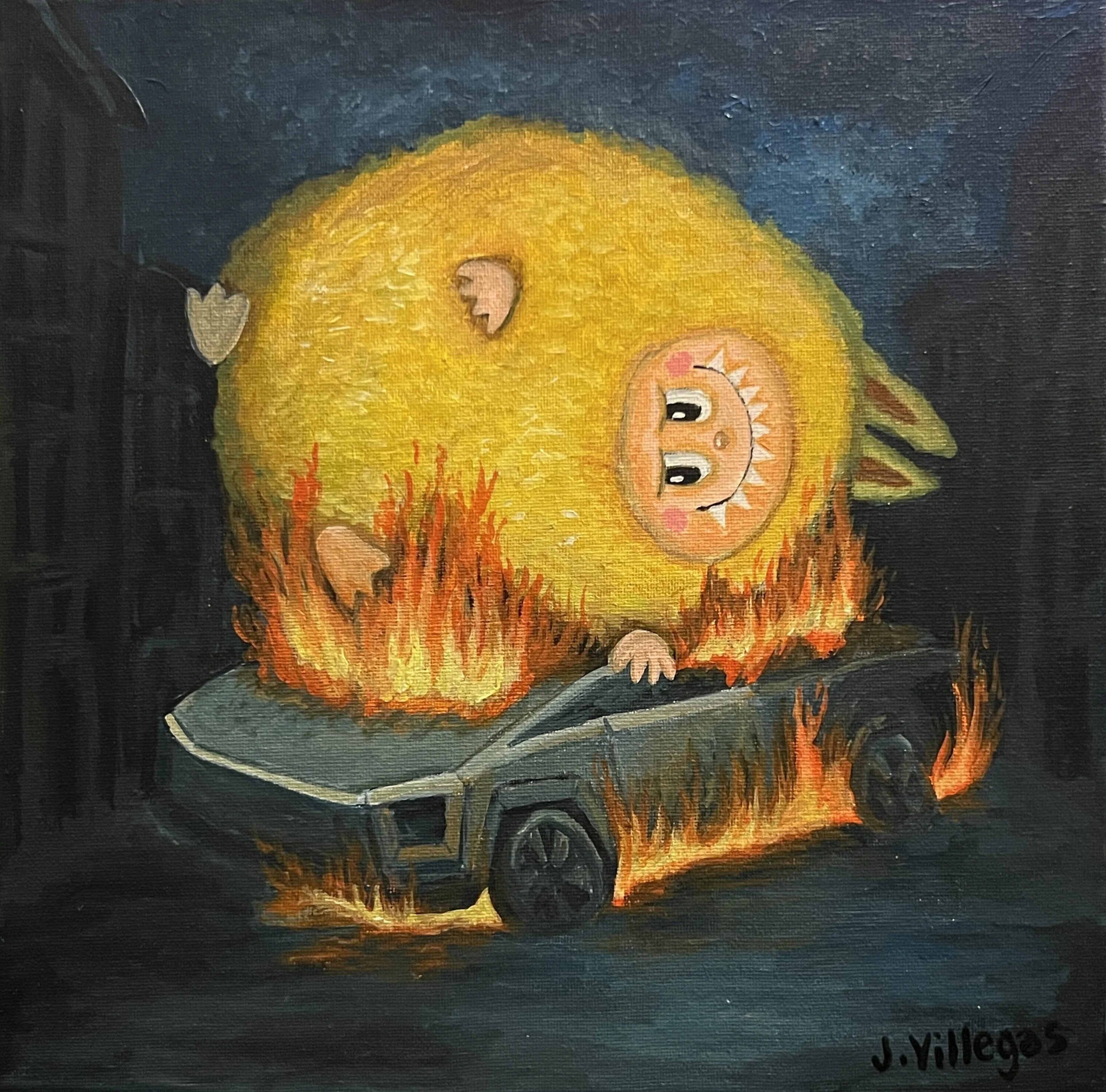 LAFUFU DROP, acrylic on canvas, 12" x 12", 2025