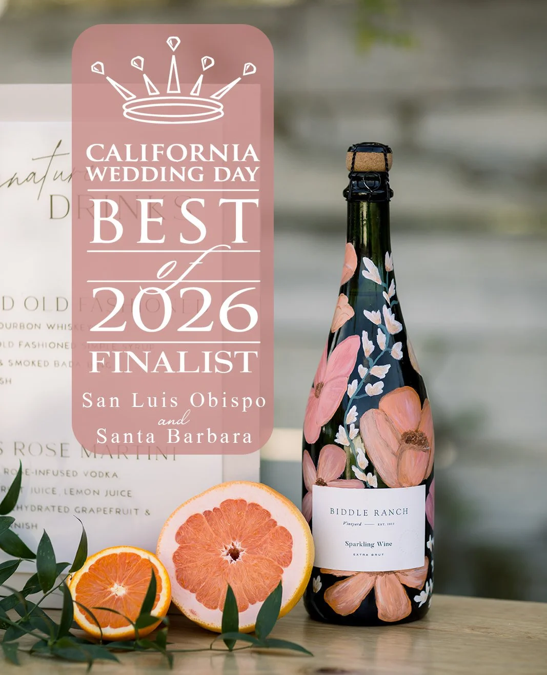 THANK YOU 🤍 We are so honored to be nominated as a finalist for Best Signage in San Luis Obispo AND Santa Barbara this year with @californiaweddingday. As a very small team of artists who truly love creating pieces that evoke feeling and moments to 
