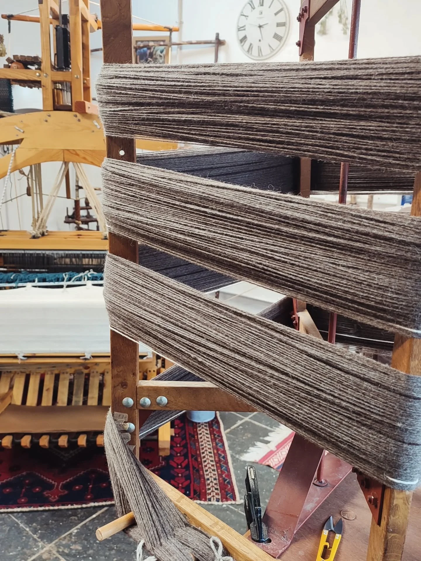 &bull; TIME &bull; Days spent preparing, visualising, calculating, winding, ruminating, tying many many knots, one heart beating, hands thinking, breathing in, breathing out, each motion with intention. 

The weaving will come, one day soon. But for 