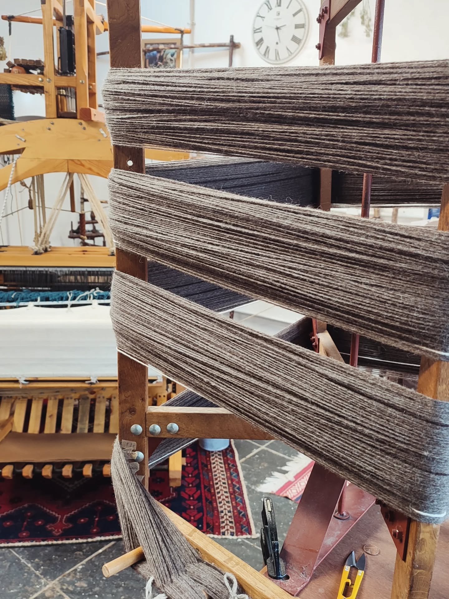 &bull; TIME &bull; Days spent preparing, visualising, calculating, winding, ruminating, tying many many knots, one heart beating, hands thinking, breathing in, breathing out, each motion with intention. 

The weaving will come, one day soon. But for 