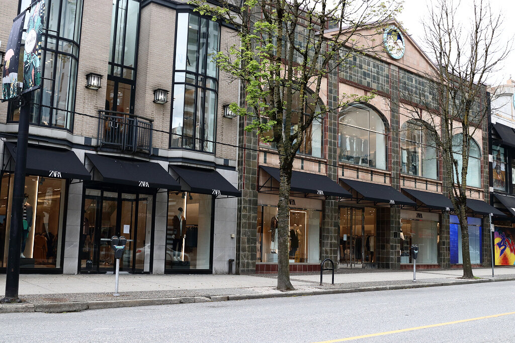 Robson street store with mural taken down