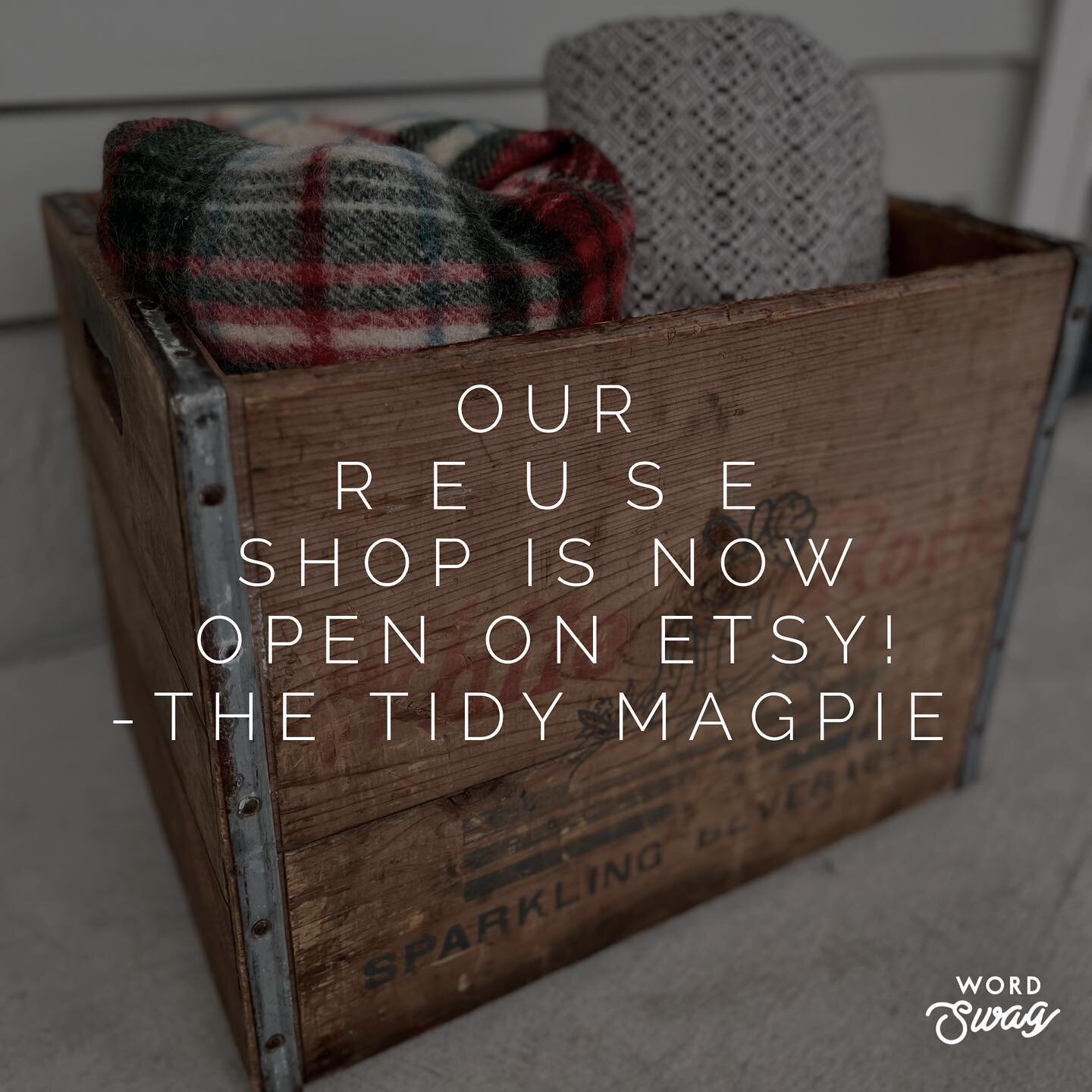 Excited to announce that The Tidy Magpie 🔁 R E U S E shop is now open!  Shop on ➡️ Etsy and soon on our website. Vintage housewares &amp; decor items are on Etsy. Refurbished organizing tools (baskets, bins, organizers) are available through your or