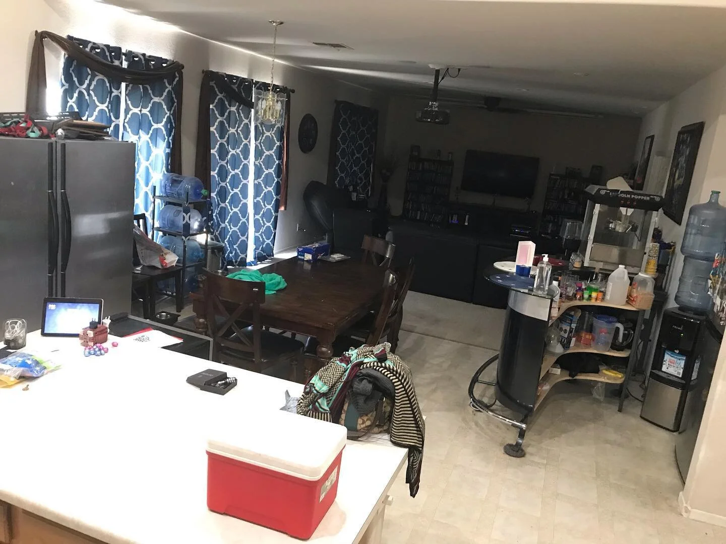 Before &amp; After pics of a Recent flooring remodel on the entire first floor of this home. Used 6x36&rdquo; porcelain wood look plank tile 🤙🏼 we&rsquo;re back at this home, doing the 2nd story and renovating the bathroom floors, so we&rsquo;ll ge