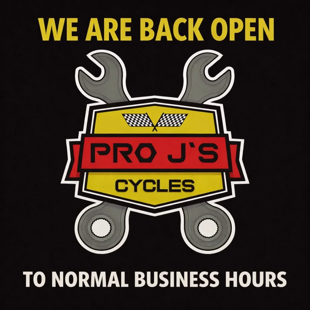 Happy New Year!  We are back open to our normal business hours! 
&iexcl;Feliz A&ntilde;o Nuevo! &iexcl;Ya hemos reabierto en nuestro horario comercial habitual!
&bull;
Pro J&rsquo;s Cycles,Inc.
12432 San Pablo Ave
Richmond, CA 94805
📞 510-233-8484